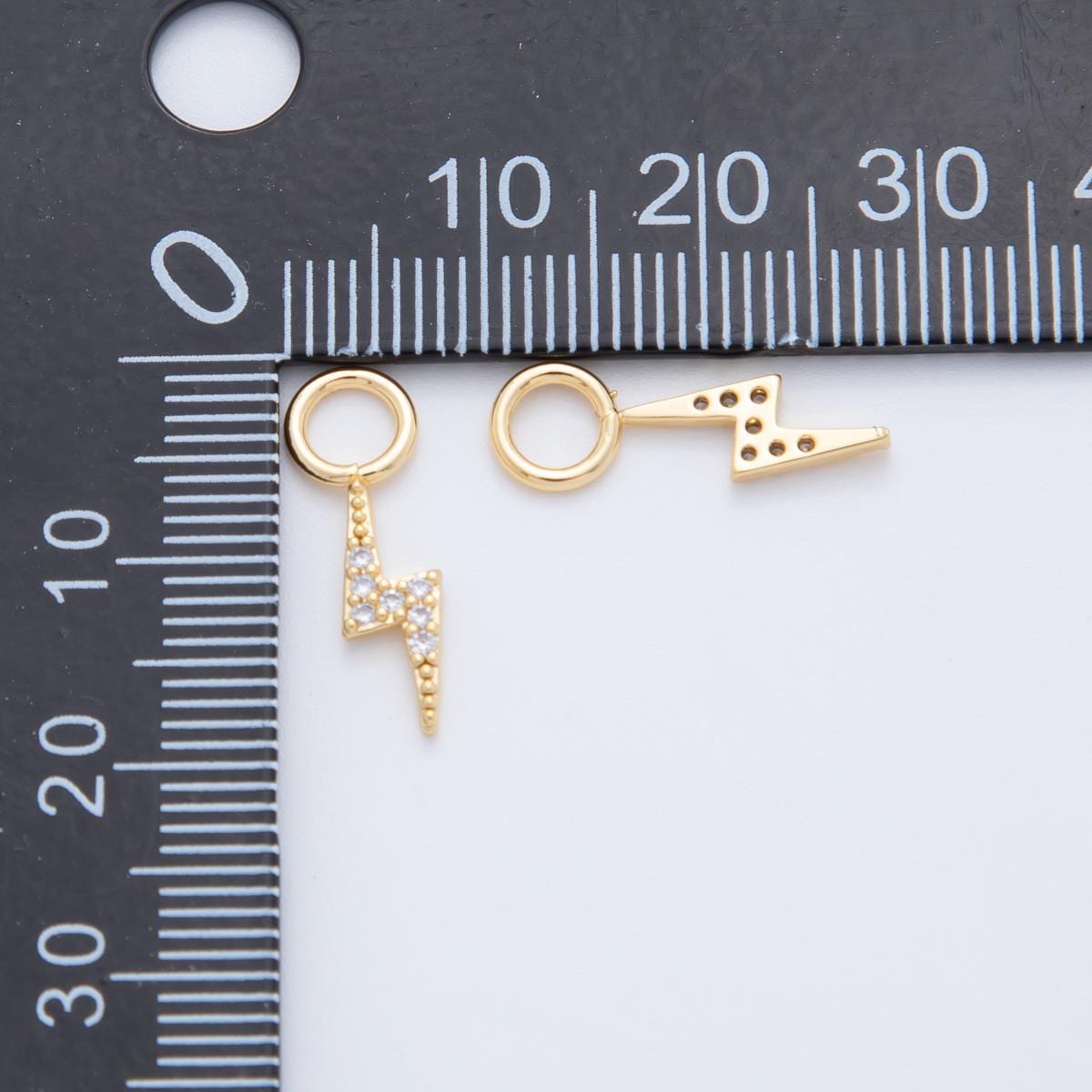 18K Gold Filled Micro Paved Thunder Lightning Bolt Add-On Drop Earring Charm | AF747