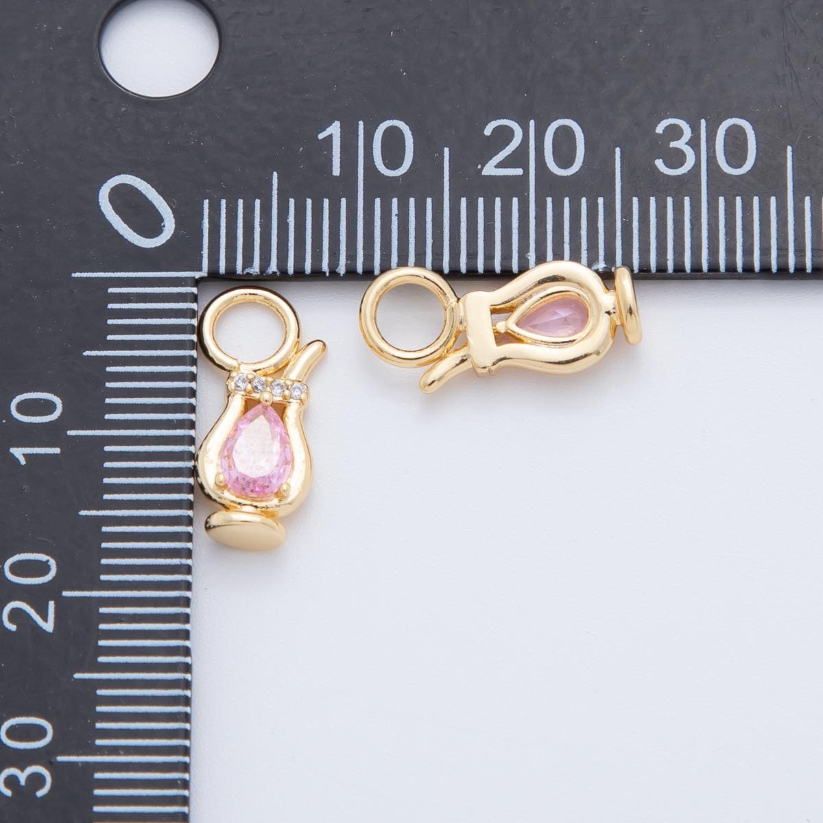 18K Gold Filled Pink CZ Jug Drink Add-On Drop Earring Charm | AF757