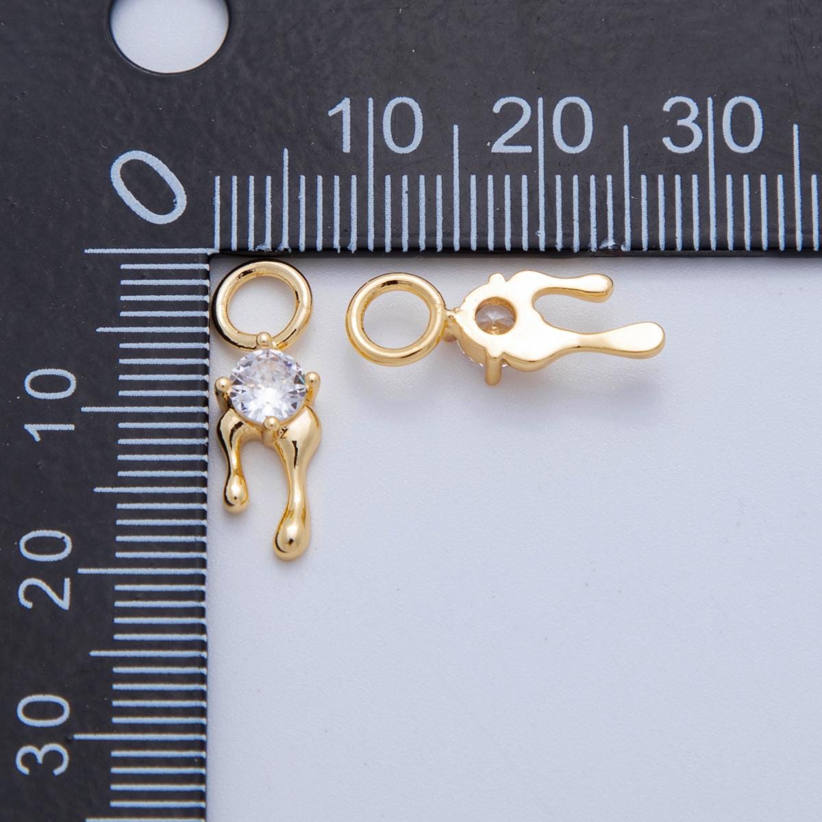 18K Gold Filled Clear CZ Molten Add-On Drop Earring Charm | AF766