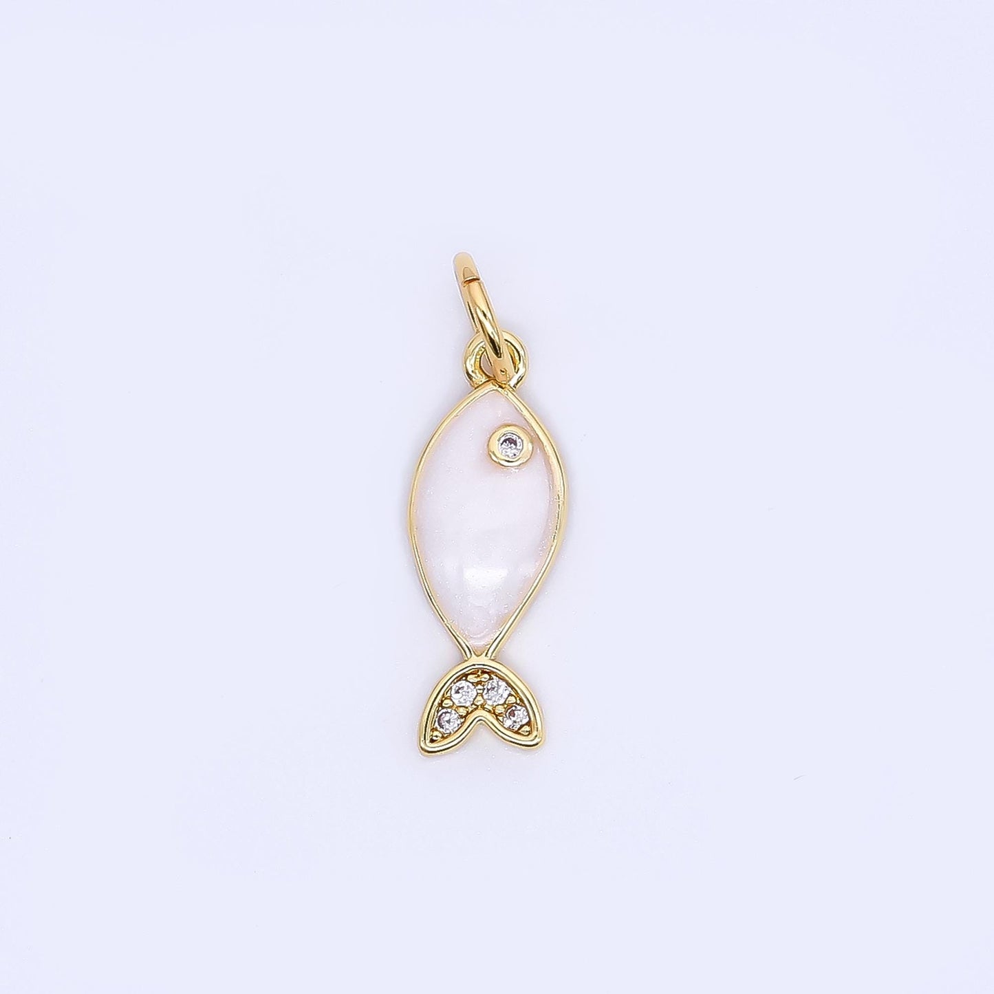 Mini Gold fish Charms 24K Gold Filled Enamel Baby Sardines Pendant Charm Bracelet Necklace for DIY Jewelry Making Supply W-167