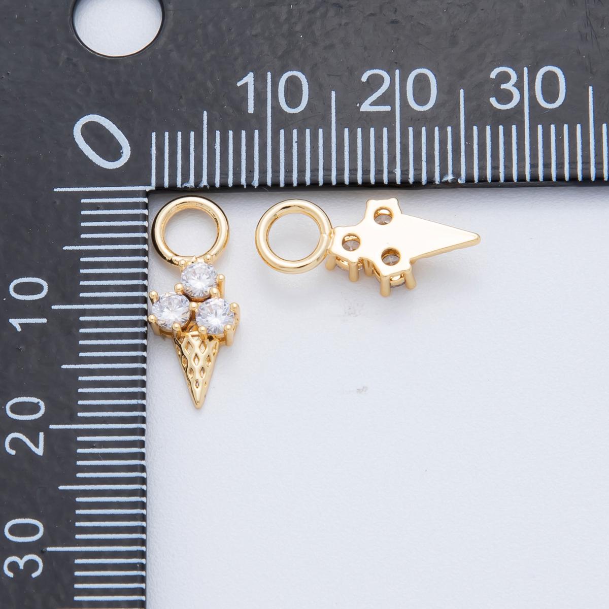 18K Gold Filled Ice Cream Charm Round CZ Add-On Drop Earring Charm | C-374