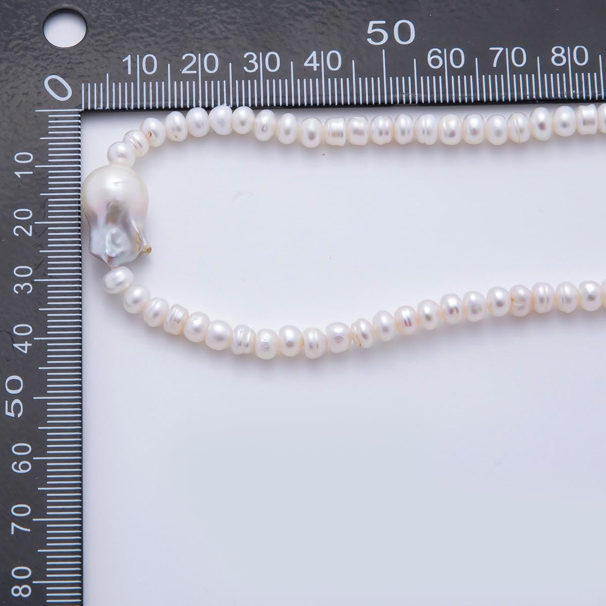 18k Gold Filled Handmade 5mm Natural Freshwater Pearl Necklace With Baroque Pearl Center 15.6 inch + 2 inch extender WA-3473