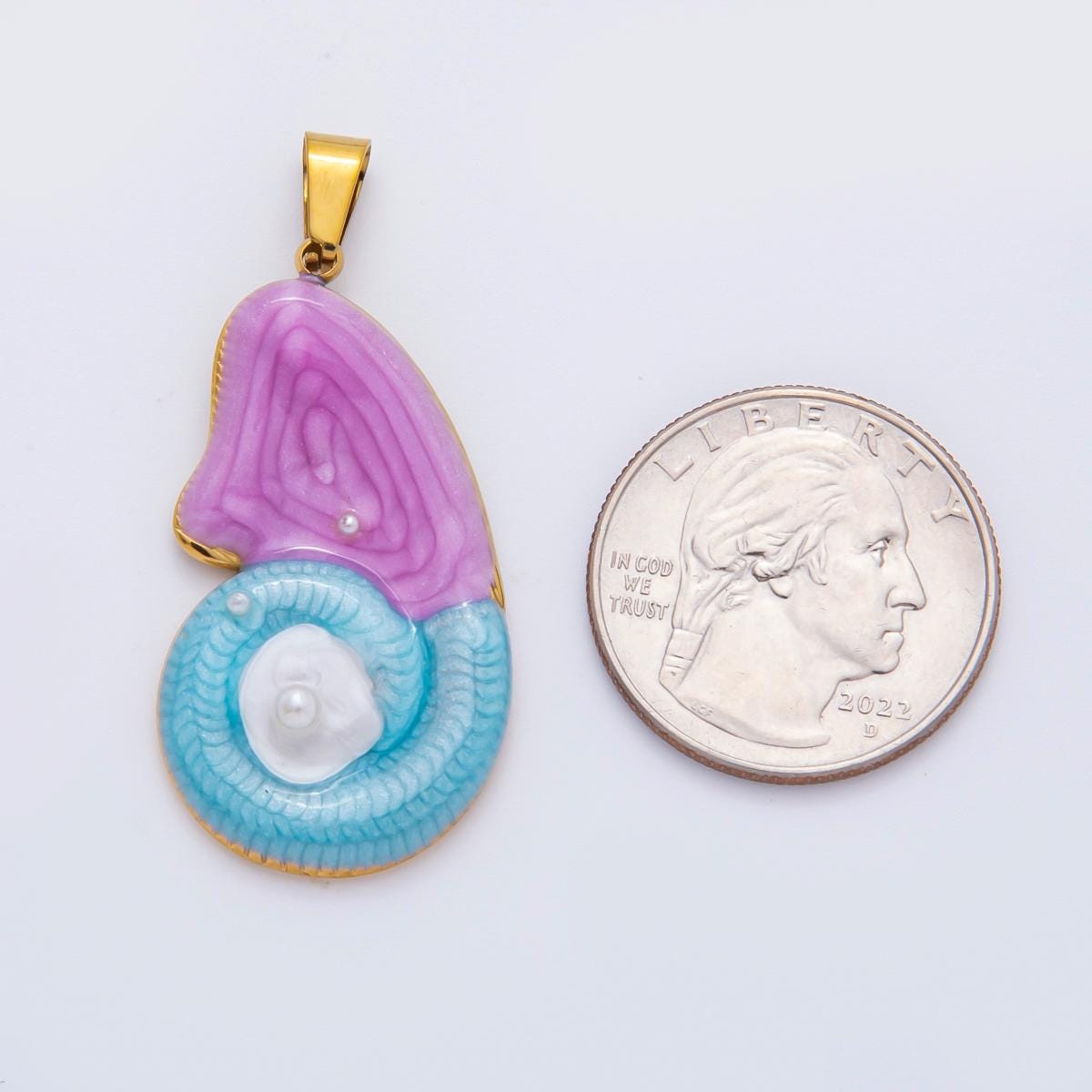 PVD Gold Stainless Steel Colorful Enamel Amanite charms Ammonite Shell Shell Charm Beach Jewelry Making Supply | j-910