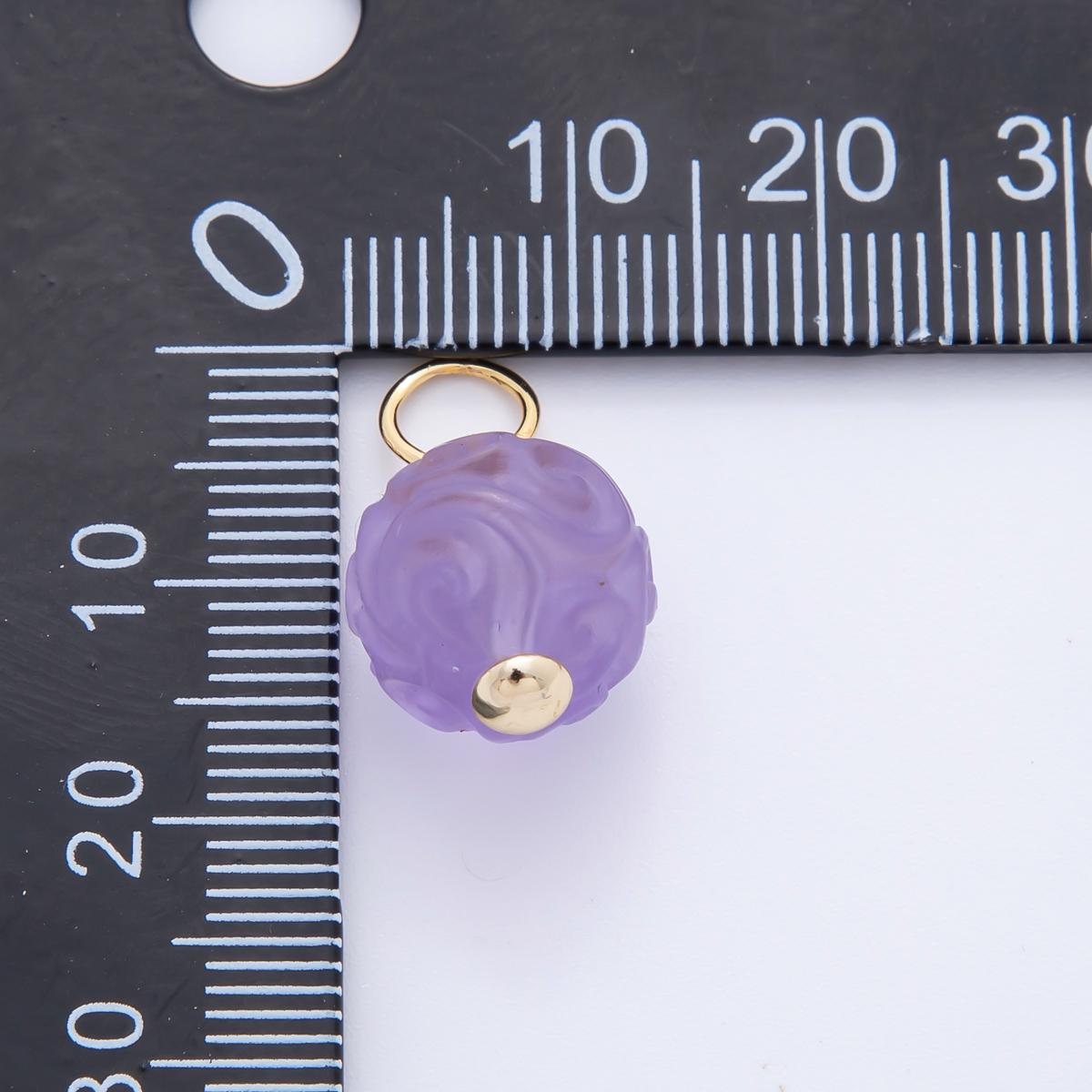 18k gold filled charm natural gemstone Fluorite Textured round ball bail pendant | E-011