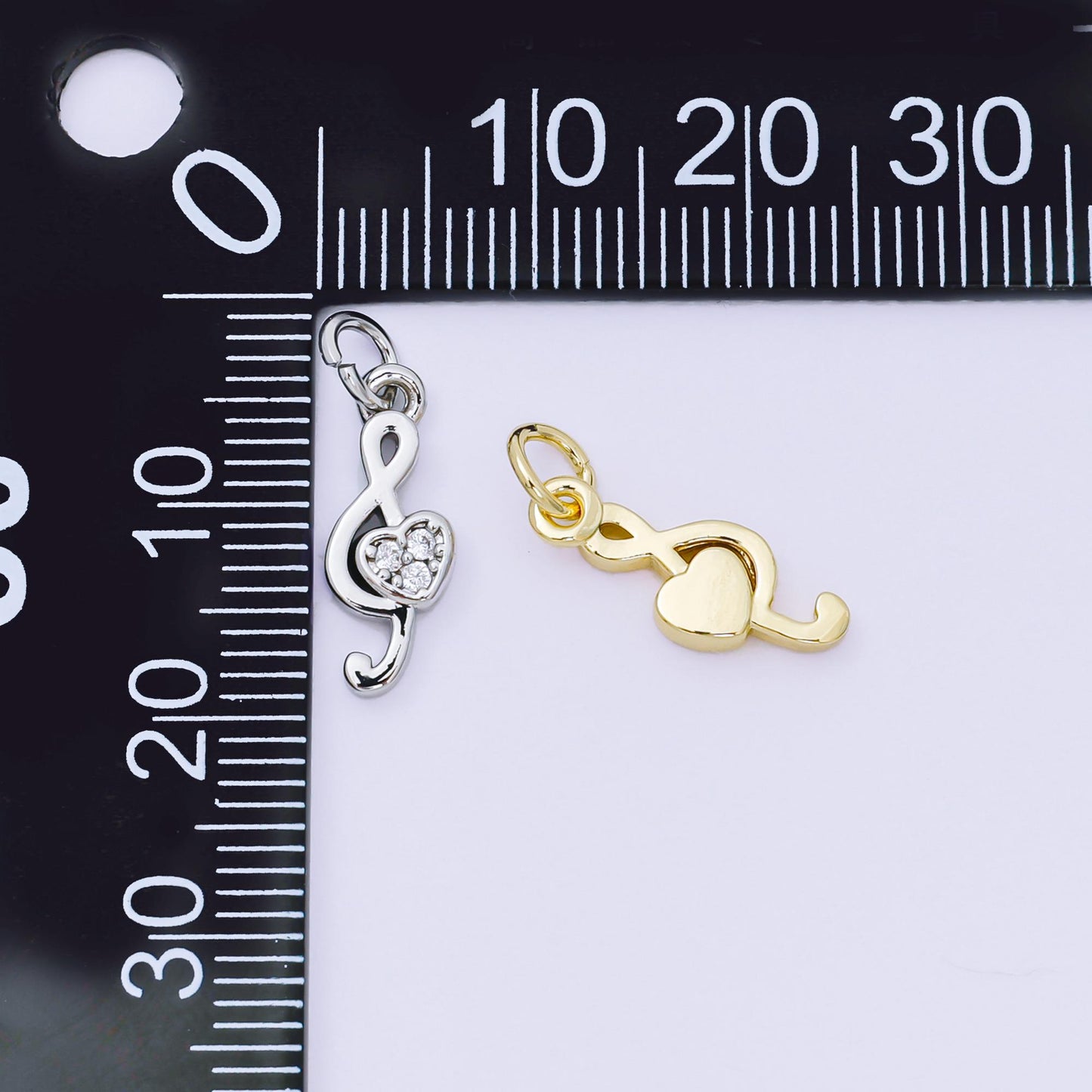 Mini Silver Music Note Charm 24K Gold Filled G Clef Pendant Bracelet Necklace for DIY Jewelry Making Supply AH-555