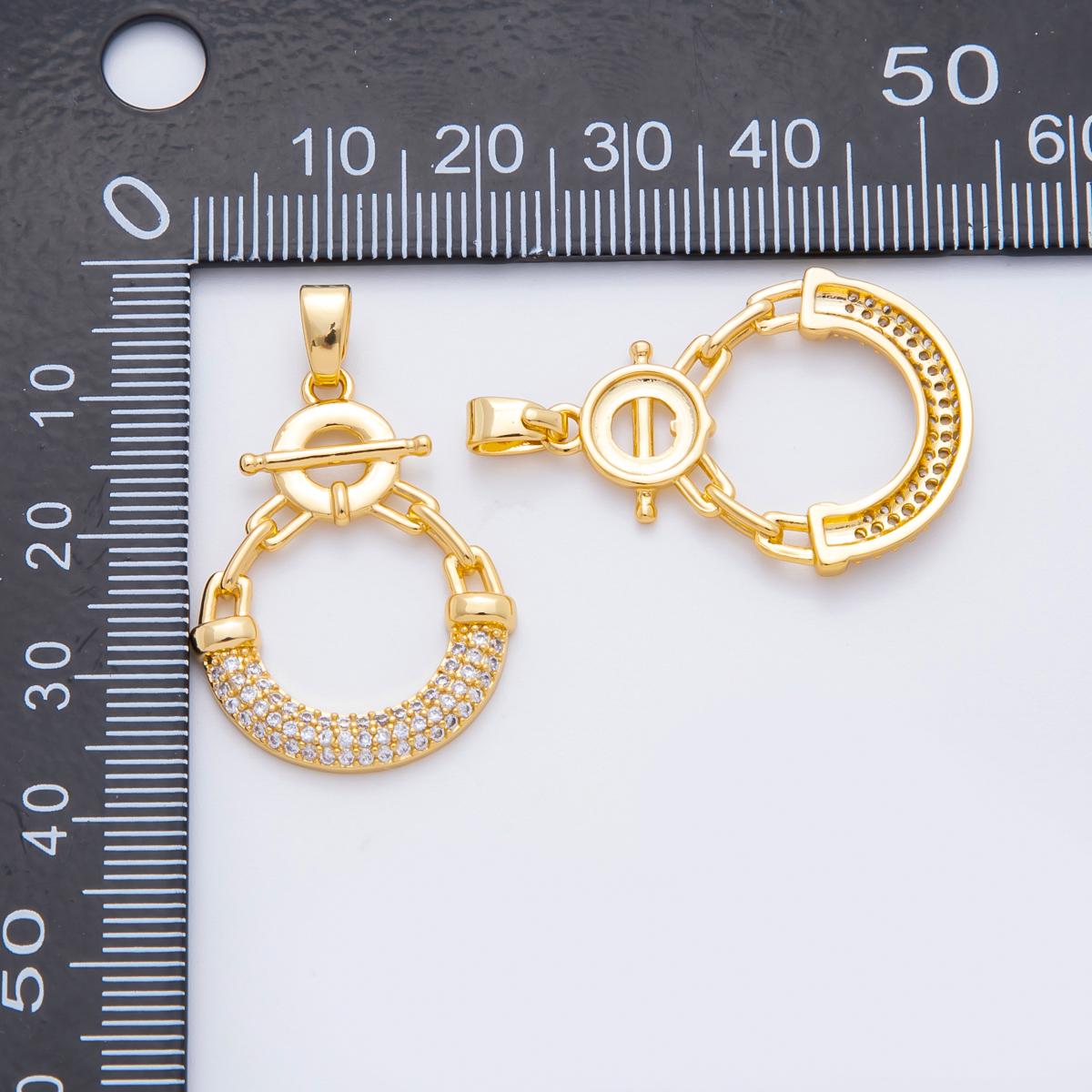Gold Round compass pendant, 24k gold Filled micro paved clear cz Nautical compass medallion charm | AF-A1120