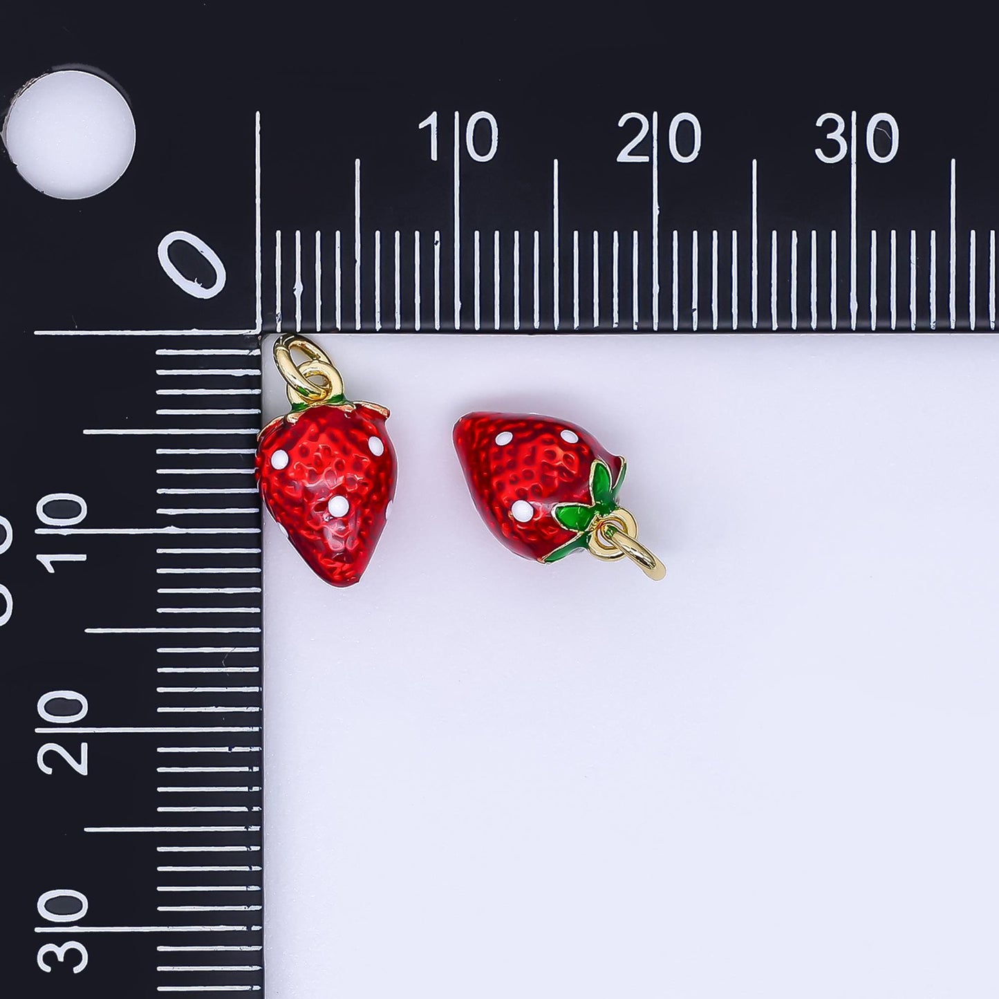 24K Gold Filled 11.5mm Glass Art Sweet Red Strawberry Fruit Charm | N-987