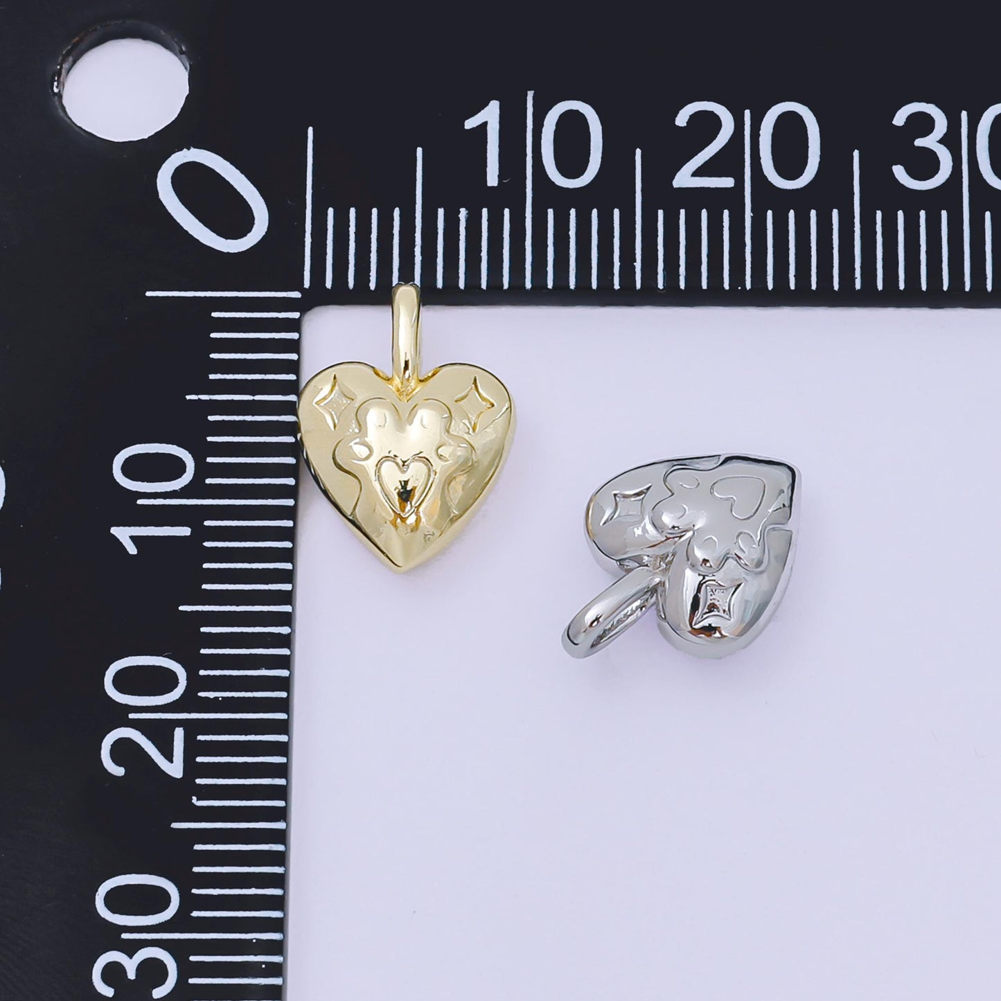 Mini gold heart charm pendant puffy heart charm silver 3d gold heart charm for bracelet necklace earring supply valentine gift idea AH-517