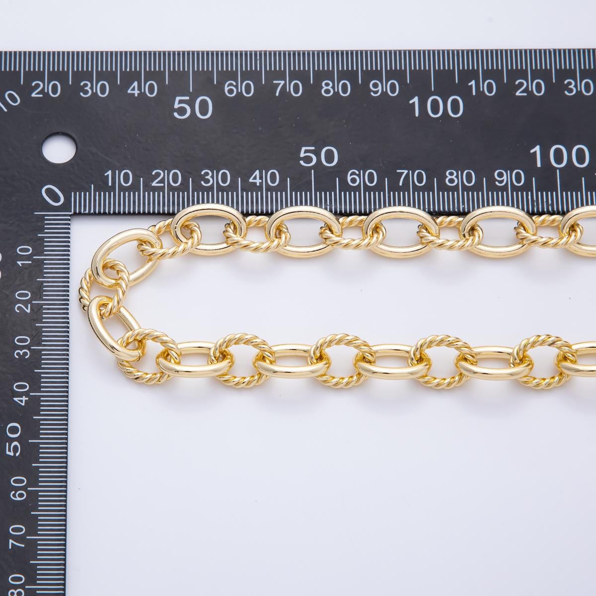 16k Gold Filled Twist Link Rope Rollo Chain by Fancy Chain by Yard, Wholesale bulk Roll Chain Jewelry Making Roll-1692