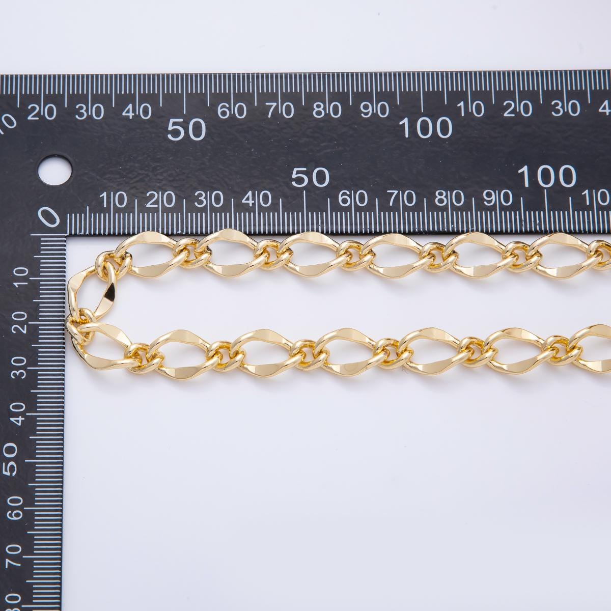 Gold Twist Chain By Yard Chunky Singapore Style Jewelry Chain by the Roll, Shiny Twisted Link Chain for DIY Necklace, Bracelet ROLL-1695