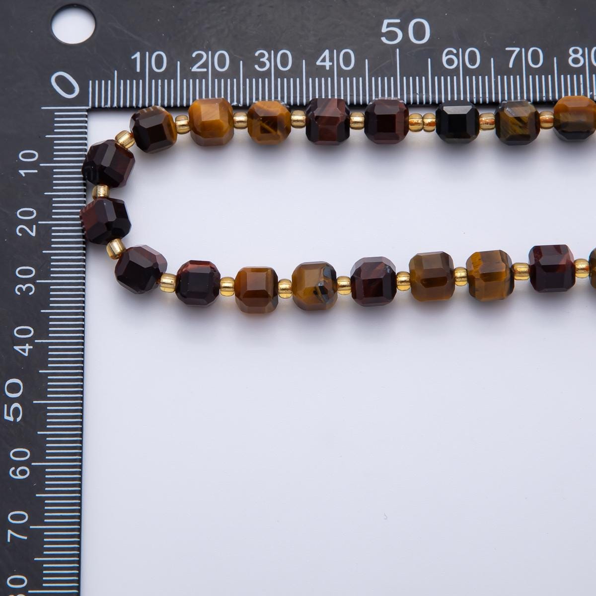 Brown Tiger Eye Natural Gemstone 6.5mm Faceted Cube Dice Square Beads Strand | WA-3554