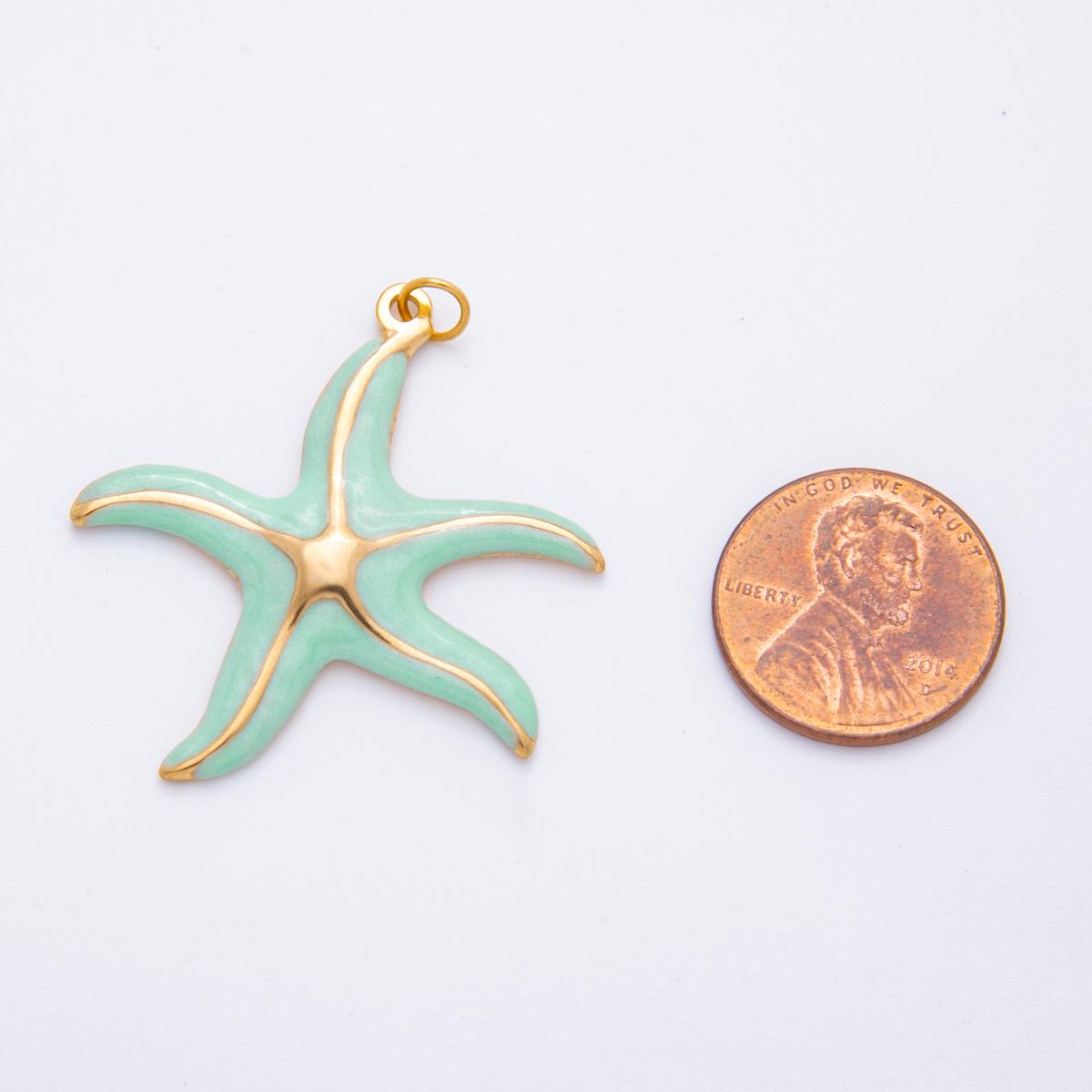 Pastel Color Enamel Star Fish PVD Gold Plated Steel Starfish Beach Under the Sea Animal Charm | J-493