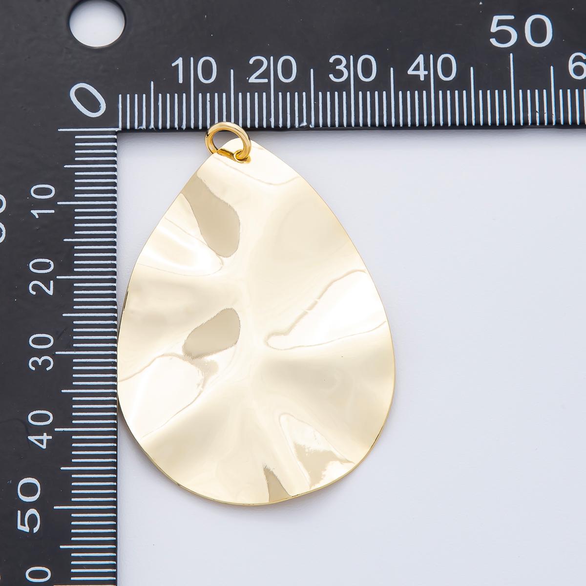 Big Modern Gold Hammered Organic Shape Pendant Charm Necklace Jewelry Supply DIY Jewelry Findings in 18k Gold Filled Textured Pendant N1791