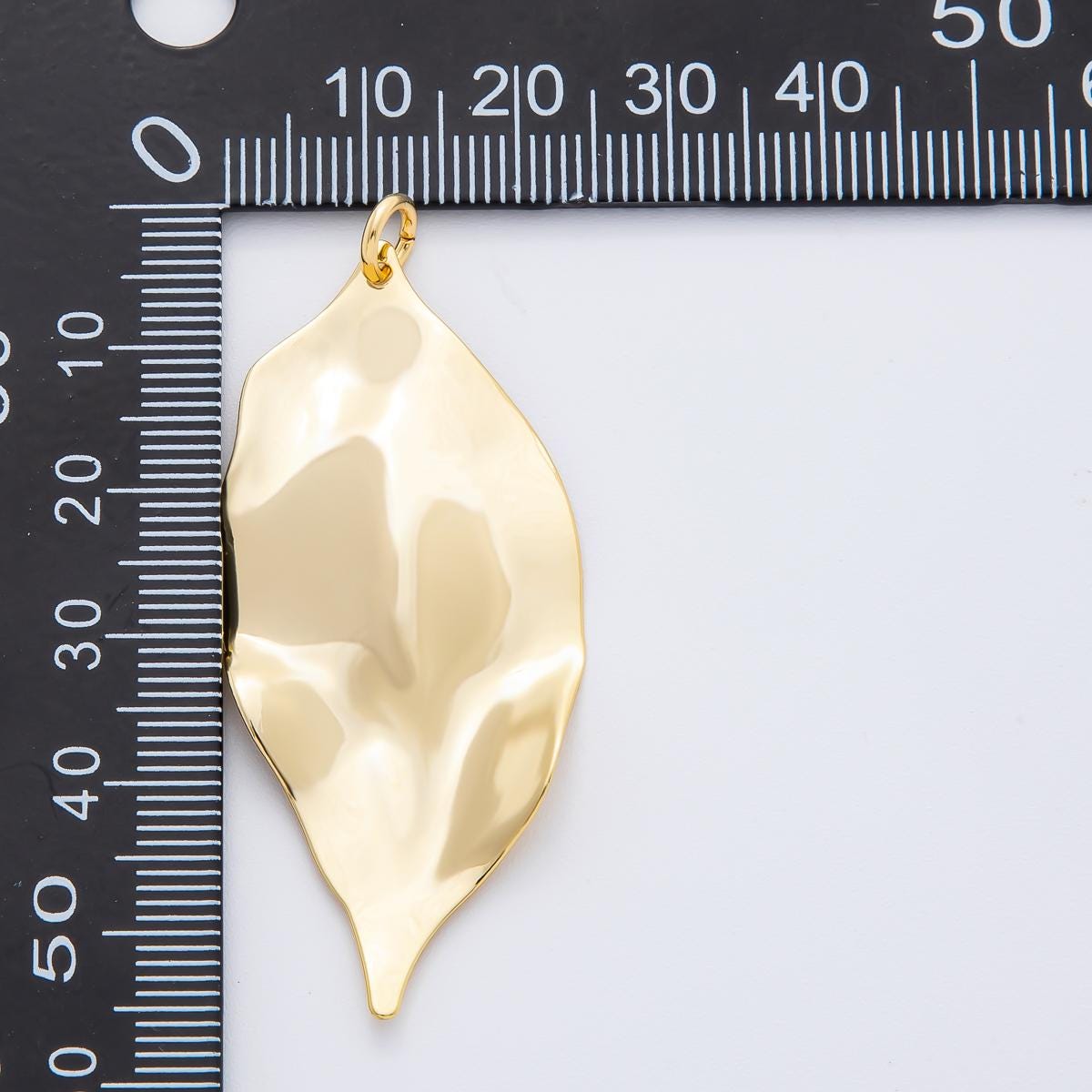Modern Gold Organic Leaf Freeform Shape Pendant Charm Necklace Jewelry Supply DIY Jewelry Finding 18k Gold Filled Molten Gold Charm N-1510