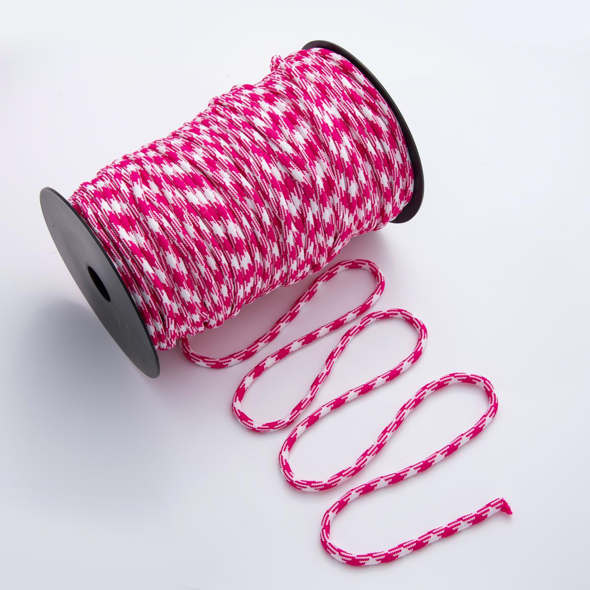 Jewelry Making Round Cords, Polyester & Spandex Cord Ropes 5mm Rose Red White Braided Rope by Yards | ROLL-A1648