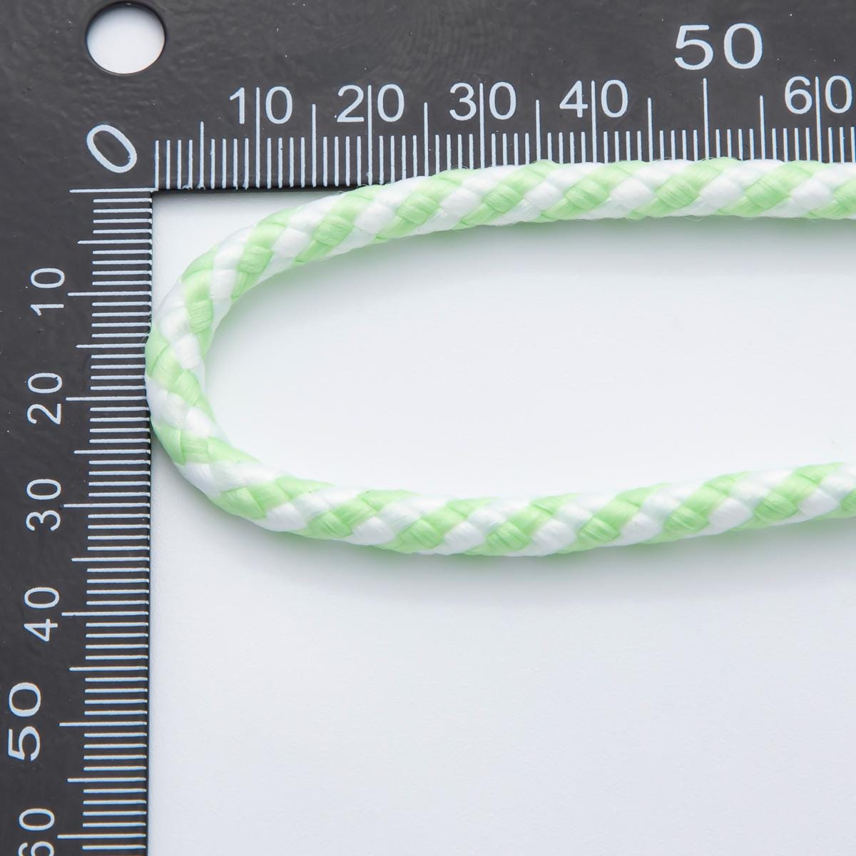 Jewelry Making Green Cord Polyester & Spandex Cord Ropes 5mm White Braided Rope by Yards | ROLL-1731