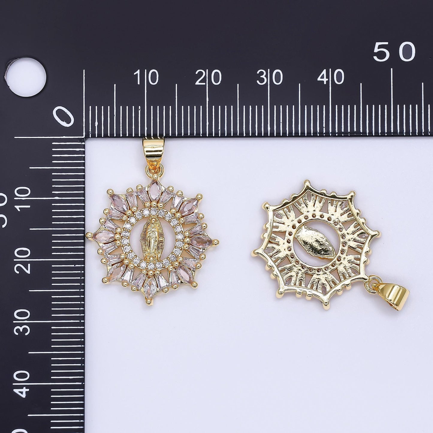 24K Gold Filled Virgin Mary Charm Dainty Cz Lady Guadalupe Pendant for Religious Catholic Necklace for DIY Jewelry Making Supply AH-461