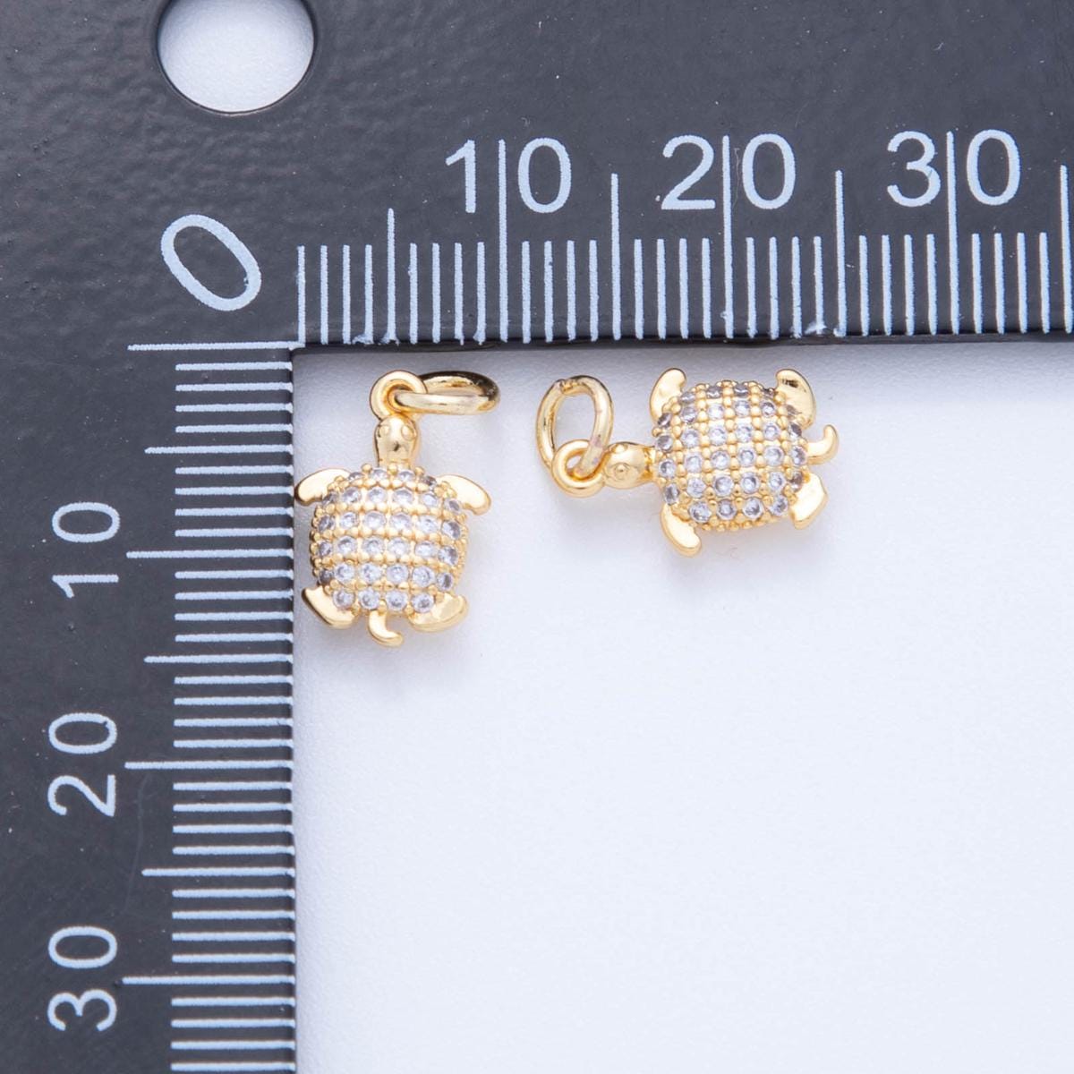 18K Gold Filled CZ Turtle Tortoise Enamel Pendant | c-541