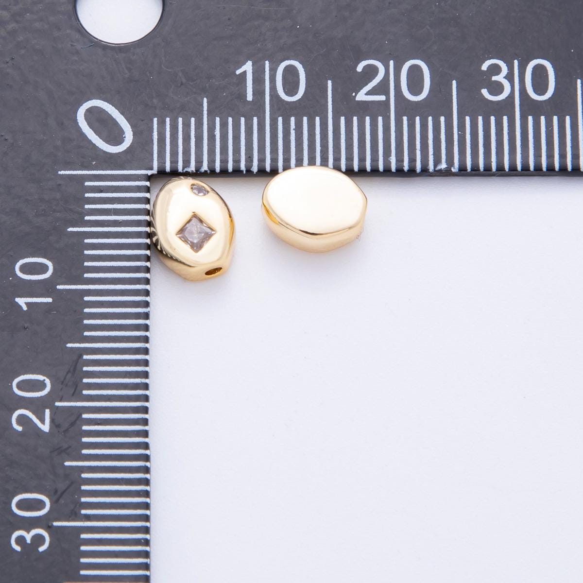 18k Gold Filled Bean Seed Spacer Beads with CZ For Bracelet Necklace Jewelry Making Supplies, DIY Bracelet Necklace Finding AF-1022