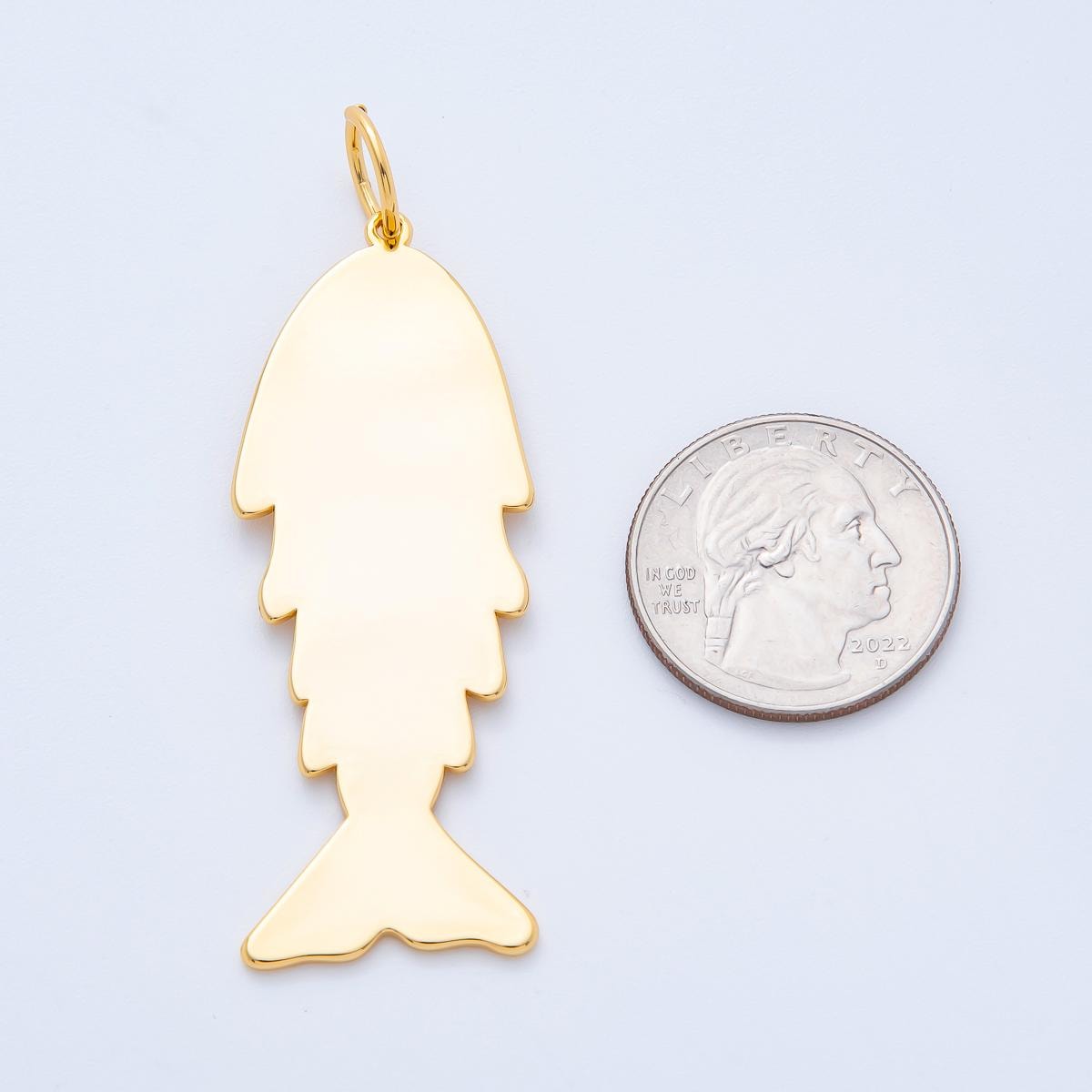 Gold Fish Pendant for Cord Necklace Fish Charm Under the Sea Ocean Life 18k Gold Filled Jewelry Supply N-1404