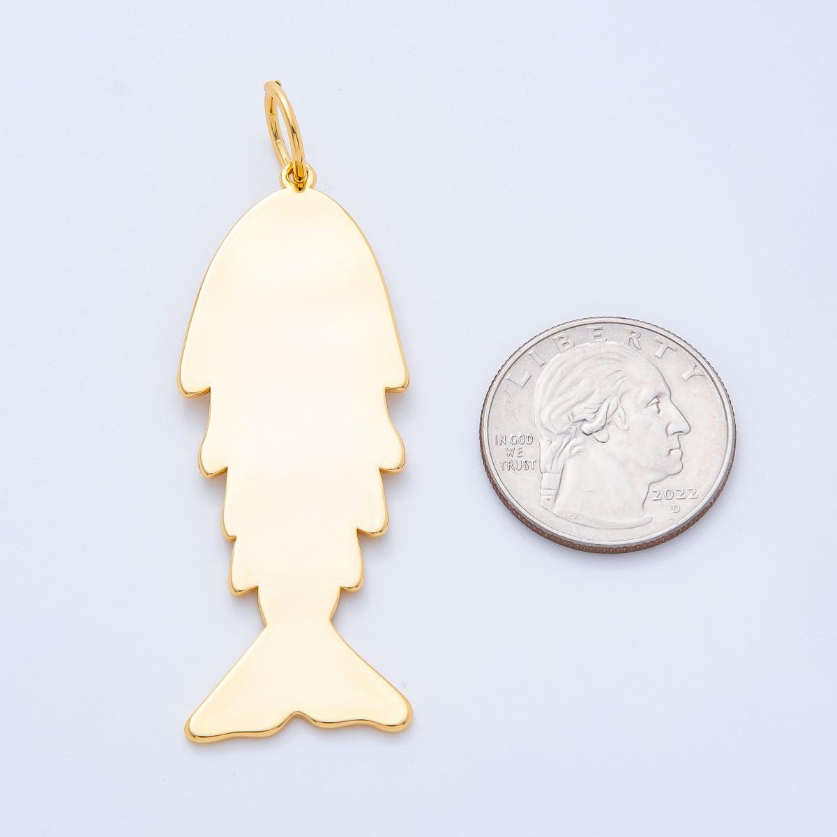 Gold Fish Pendant for Cord Necklace Fish Charm Under the Sea Ocean Life 18k Gold Filled Jewelry Supply N-1404