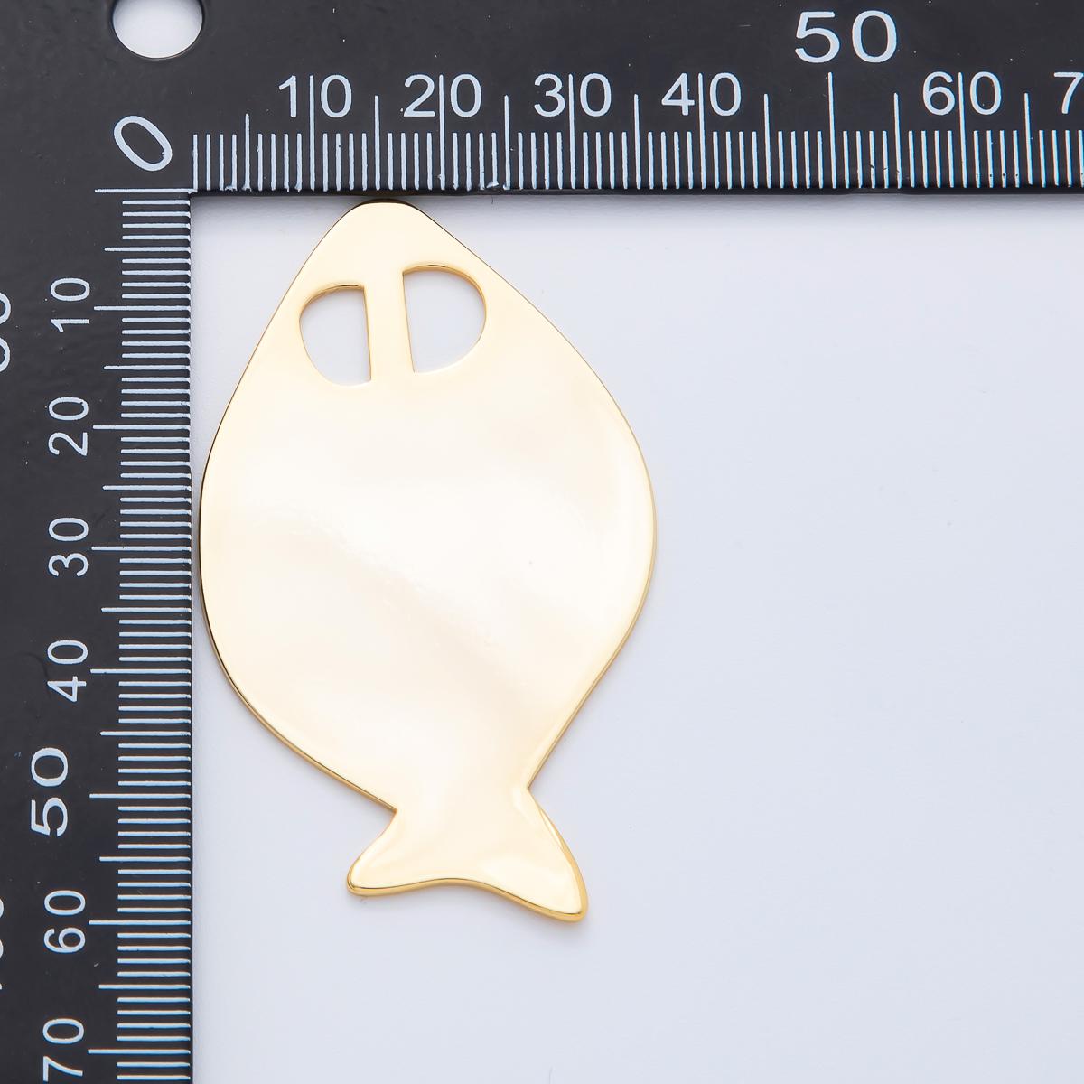 Large Gold Fish Pendant for Cord Necklace Fish Charm Under the Sea Ocean Life 18k Gold Filled Jewelry Supply Z-1252