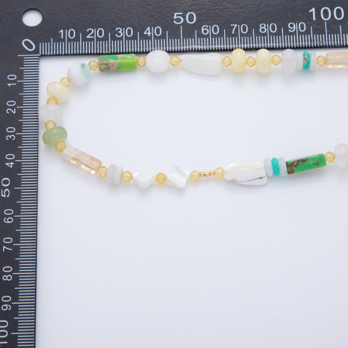 Clear White Rainbow Multi Gemstone Necklace, Natural Semi-Precious Rondelle Beads 18k Gold Filled Necklace Handmade WA-3314