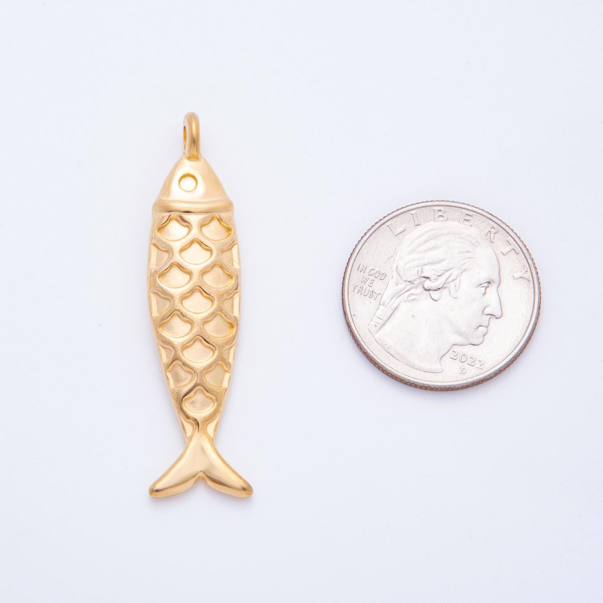 PVD Gold Stainless Steel Fish Pendant Gold Fish Charm Bracelet Necklace for DIY Jewelry Making Supply Tarnish Free J-631