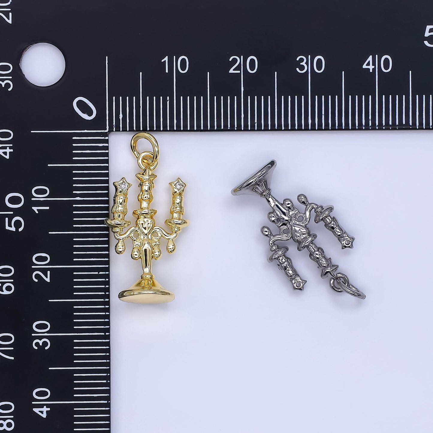 Mini Gold Filled Candelabra Charm Candlesticks Charm for Necklace or Bracelet Charm AJ-511