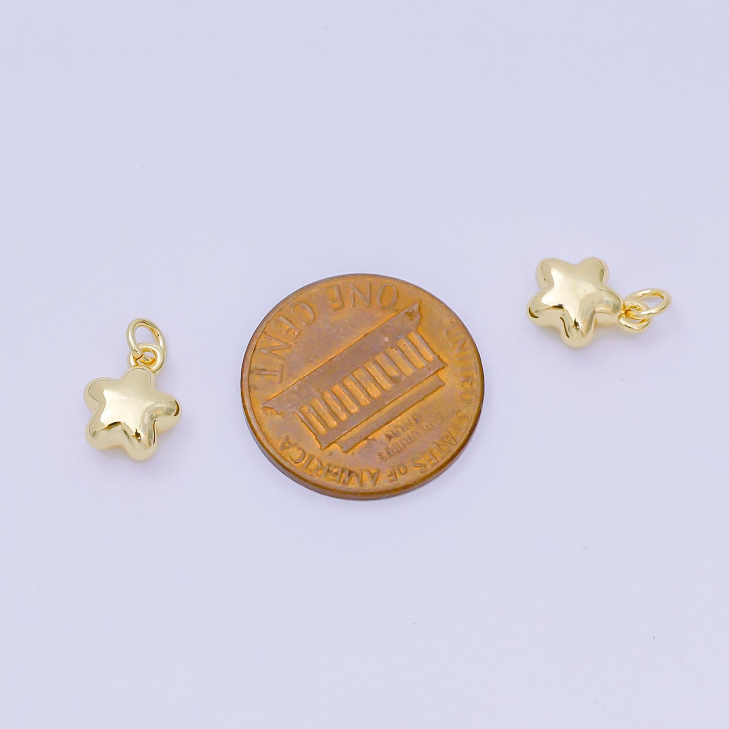 24K Gold Filled 10mm Mini 5-Points Puffy Celestial Star Charm | AH-678