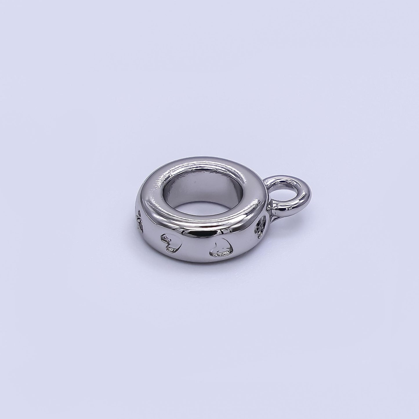 Dainty Heart Gold Silver Bail Charm Holder Spacer with Loop 8mm Round Bead Spacer with Open Link for Cord Slider Bails Spacer Ring Z-1296