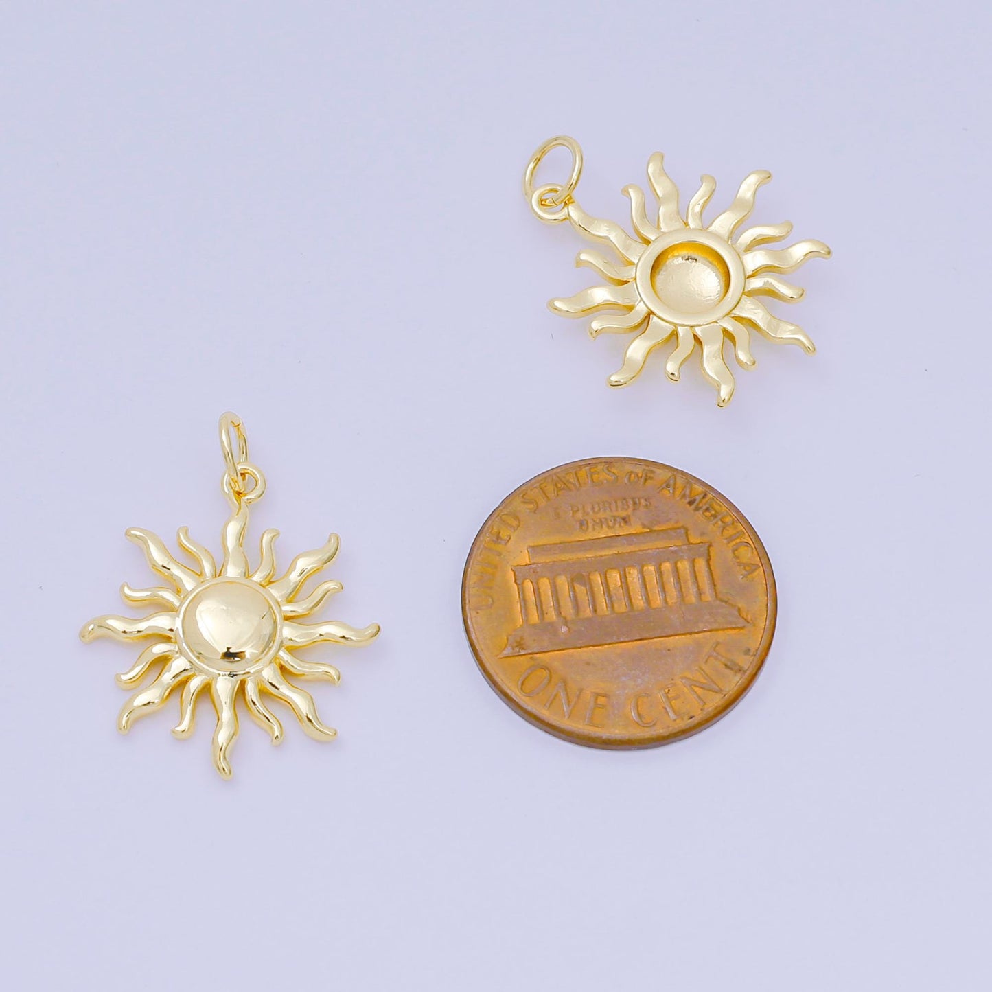 24K Gold Filled 20mm Dainty Summer Celestial Sun Ray Charm | D-095