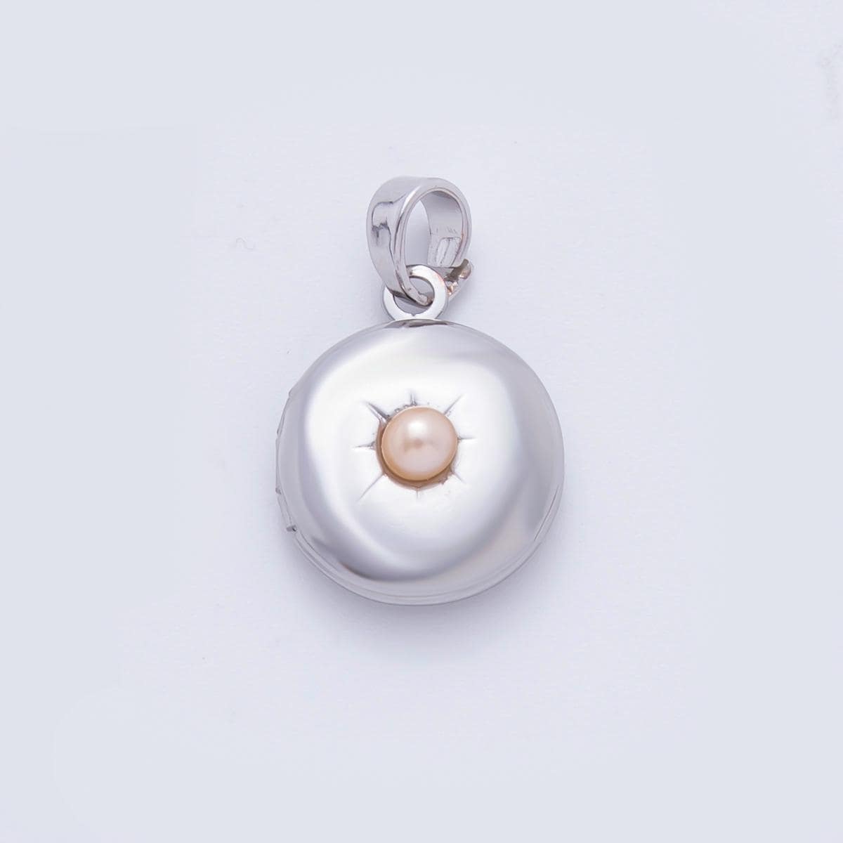 Minimalist Oval Locket Pendants Mini Pearl Locket Charm for Necklace bracelet in 18k gold filled Supply AH-687