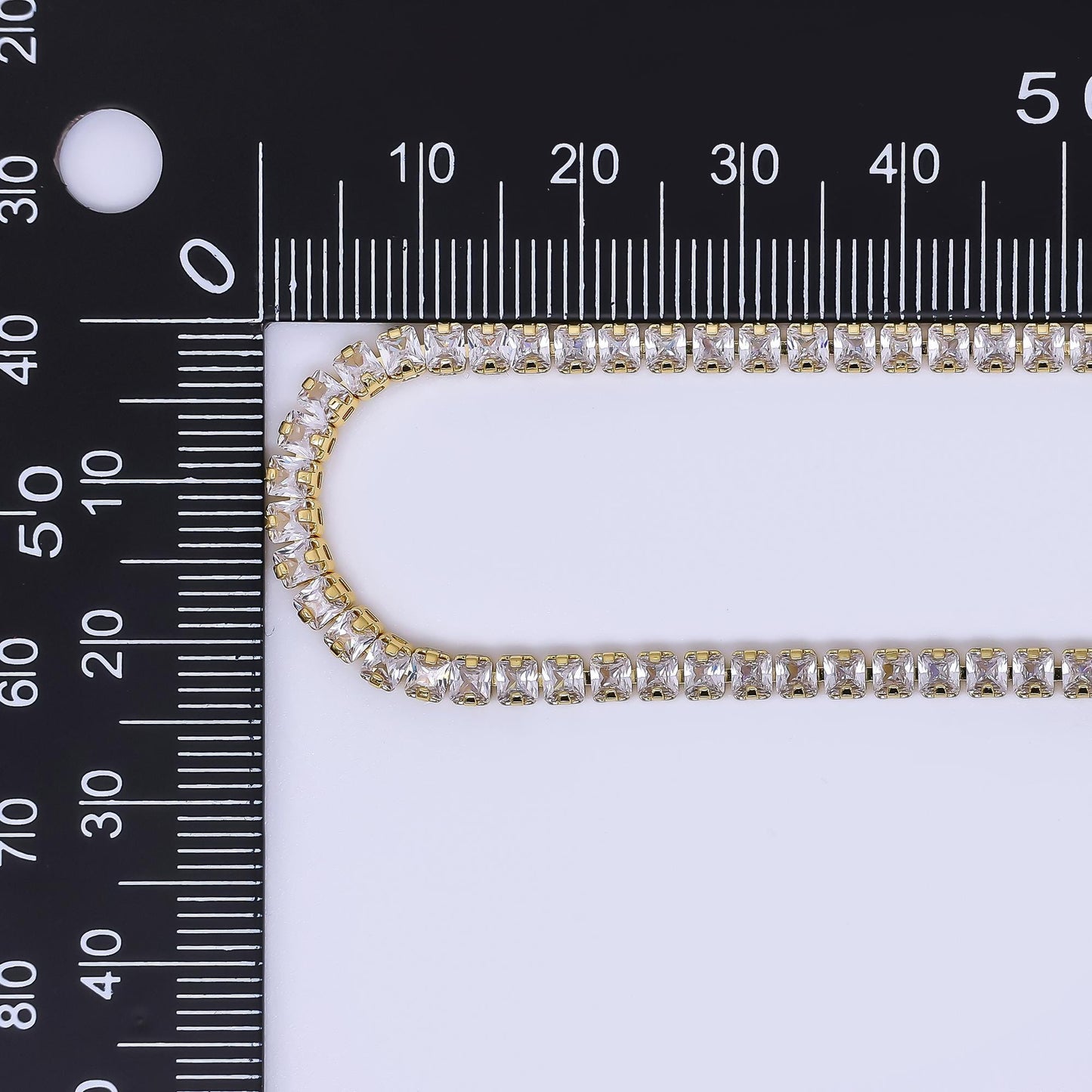 Clear Square CZ Box Clasp Tennis Gold Filled CZ Necklace 17.5 Inch | WA-3341