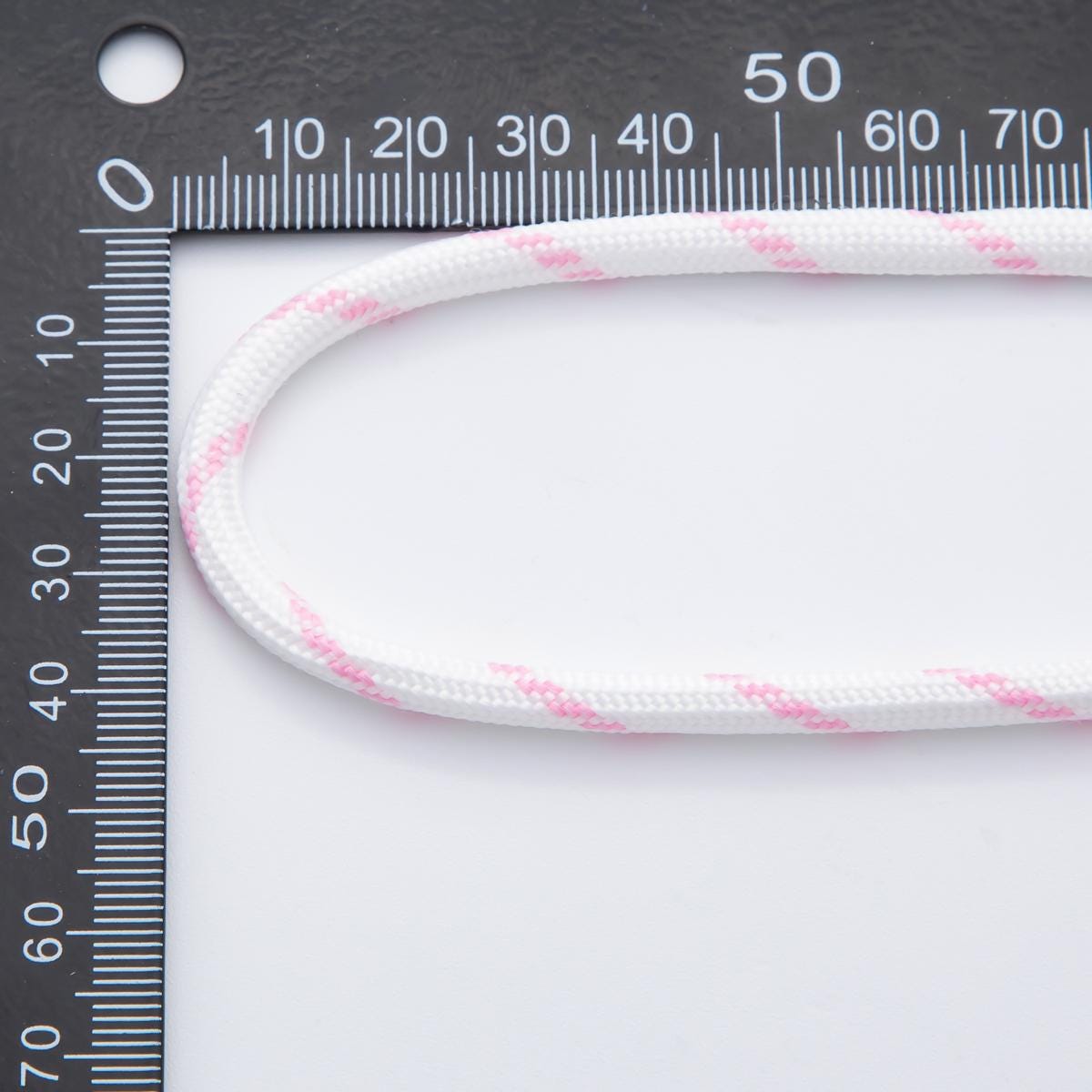 Jewelry Making Round Cords, Polyester & Spandex Cord Ropes 5mm White Pink Braided Rope by Yards | ROLL-1754