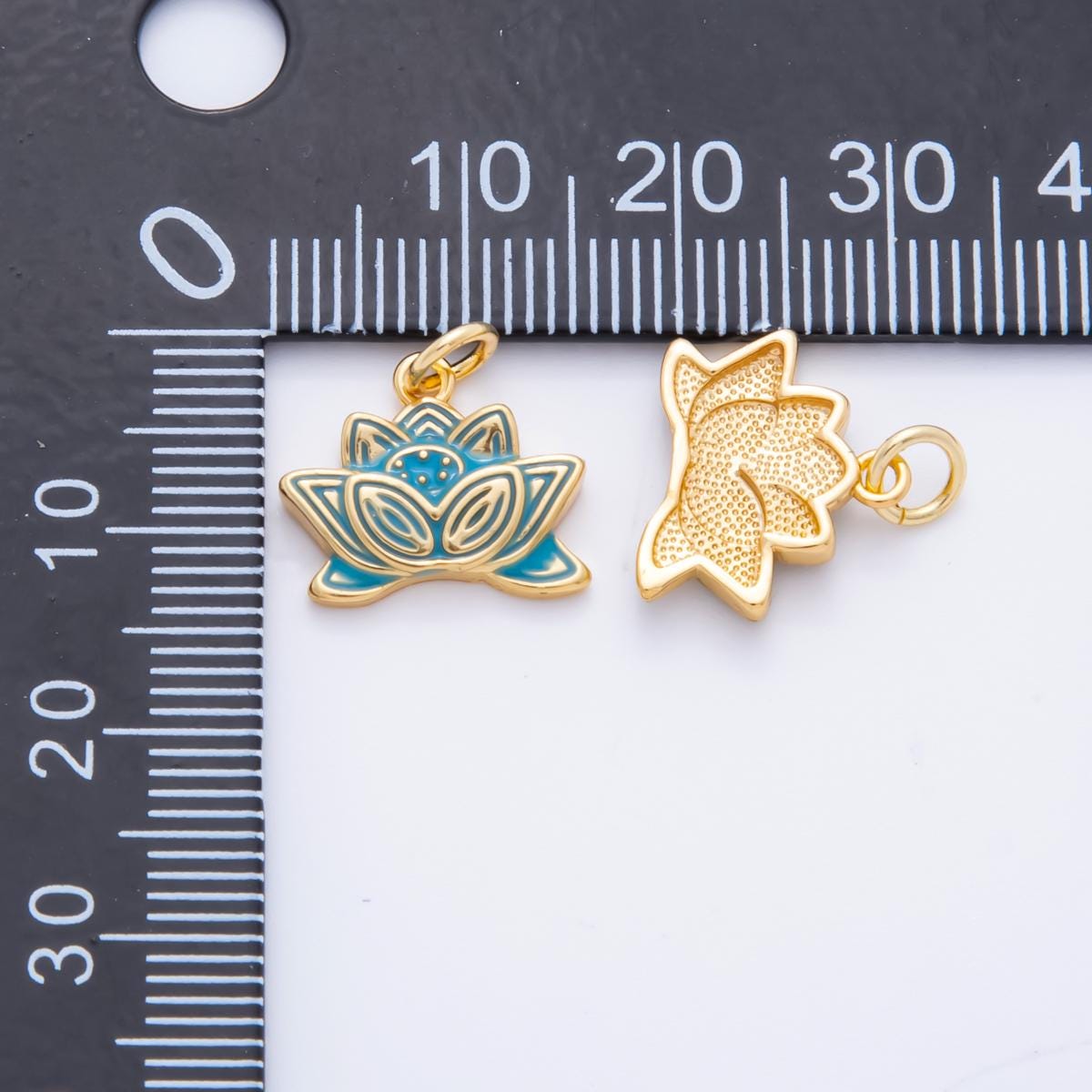 Dainty 18k gold filled lotus flower charm Enamel Yoga Bohemian Jewelry Inspired for bracelet necklace earring supplies E644