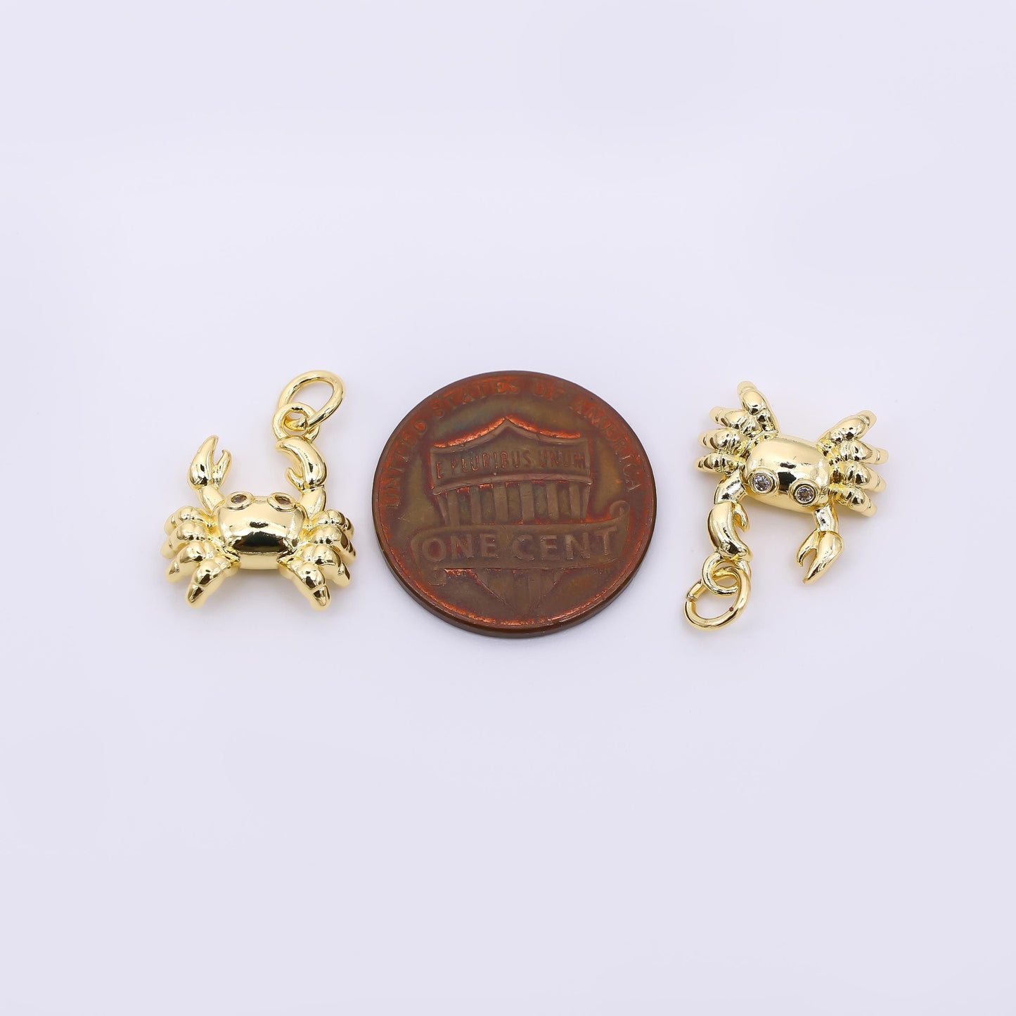 24K Gold Filled 16mm Micro Paved CZ Fresh Sea Crab Animal Charm | M-753
