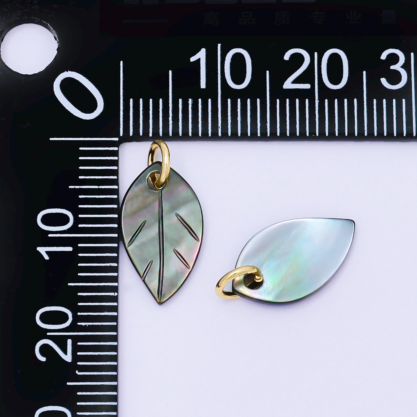 Mini 24K Gold Filled 14mm Abalone Tropical Leaf Charm for Bracelet Necklace Earring Supply Component | AF567