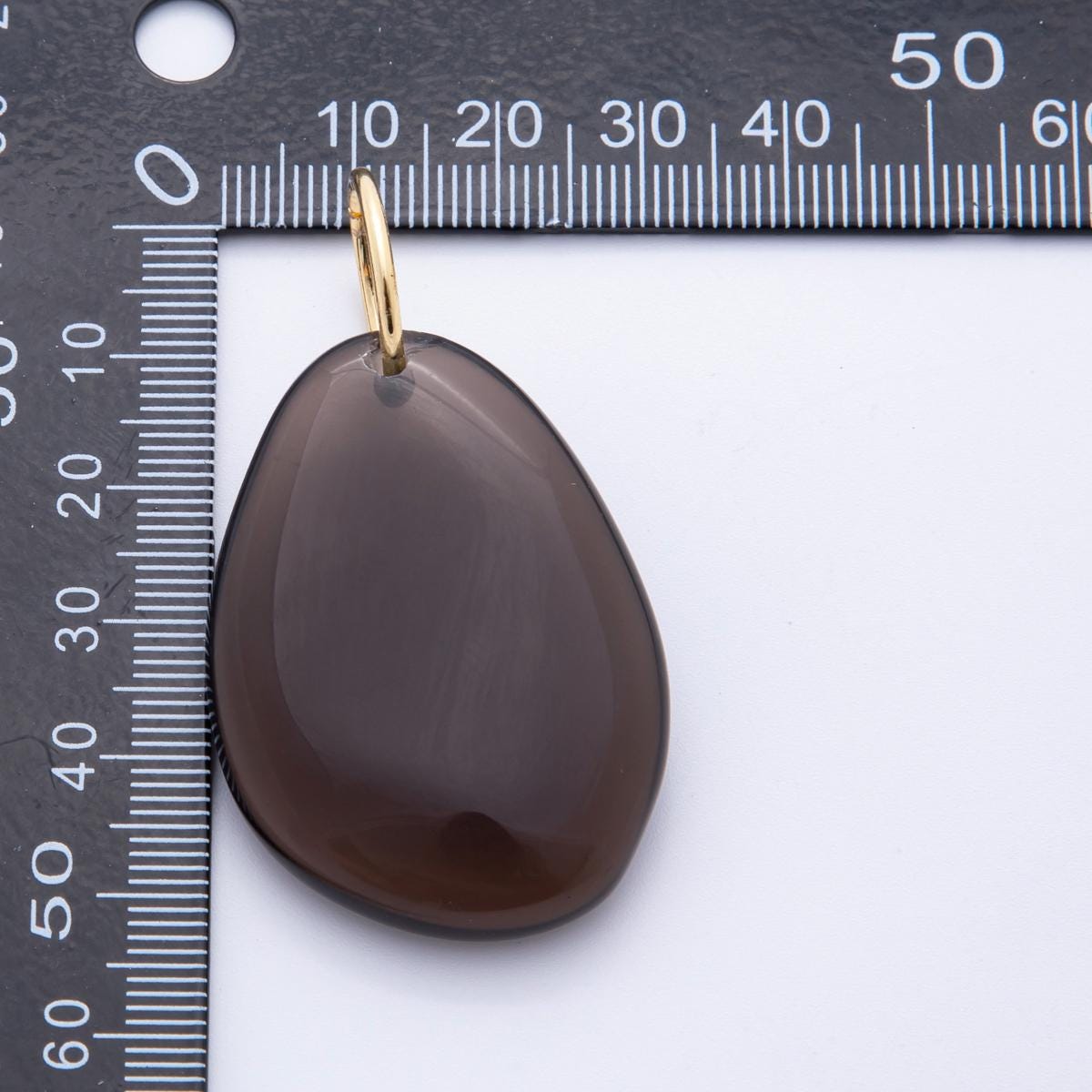 Polished Brown Teardrop Pendant with Gold Bail – Minimalist Stone Jewelry Charm e-623