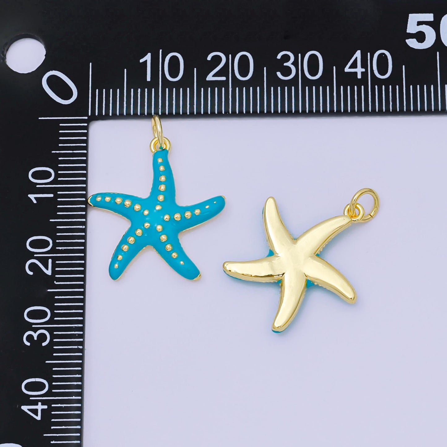 Blue Enamel Star Fish 24k Gold Filled Starfish Beach Under the Sea Animal Charm | AH-635