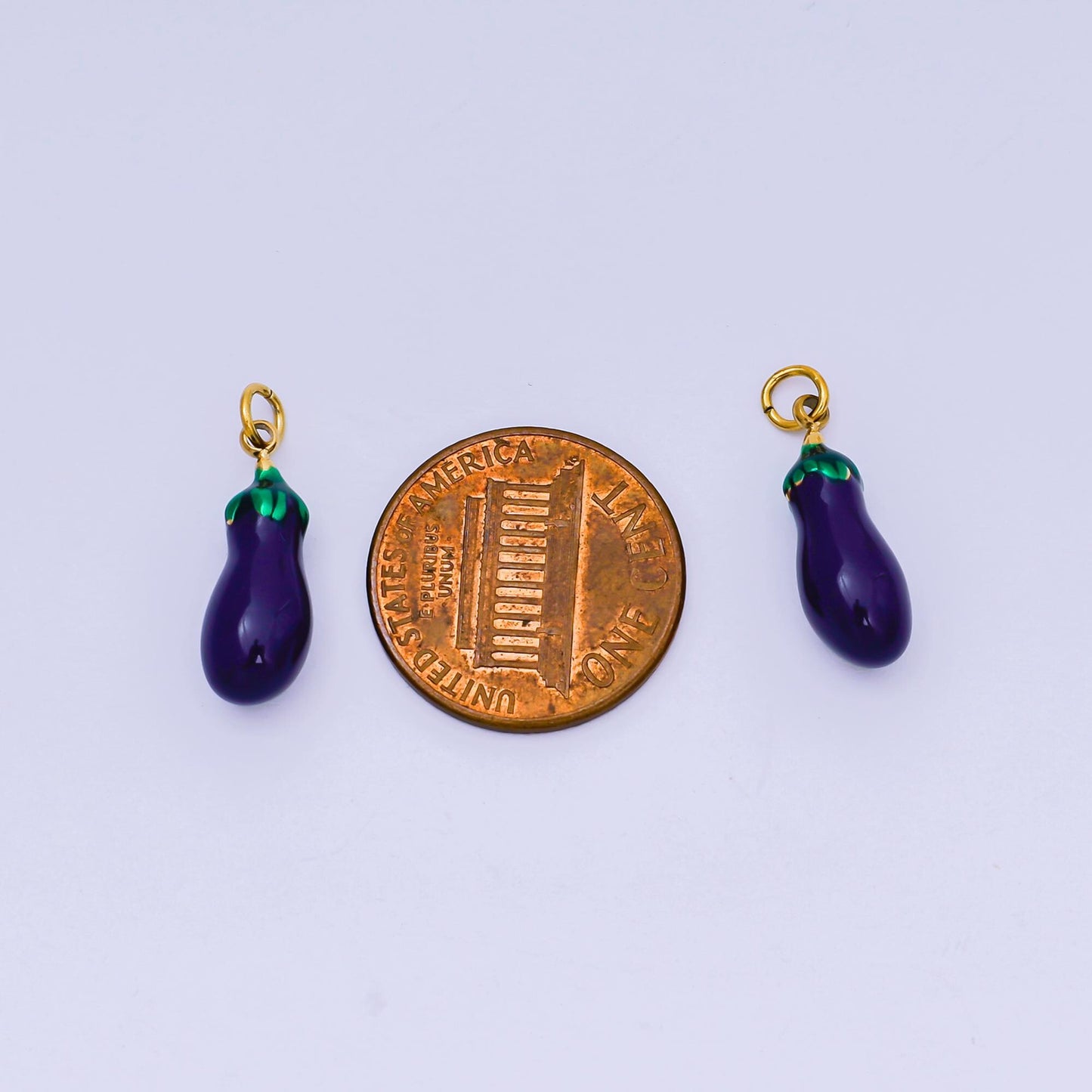 PVD Stainless Steel 18mm Purple Enamel Eggplant Vegetable Charm | J-502