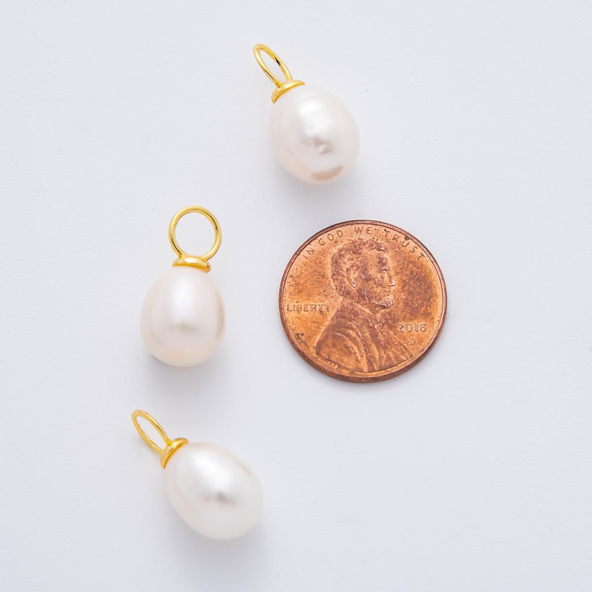18k gold filled 18mm white freshwater pearl drop pendant | AF-632