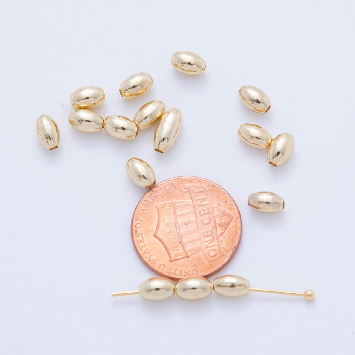 10x 18k gold Filled Tiny Oval Bean spacer beads Tiny Seed Bead spacer beads 6x4 mm beads AF-1083