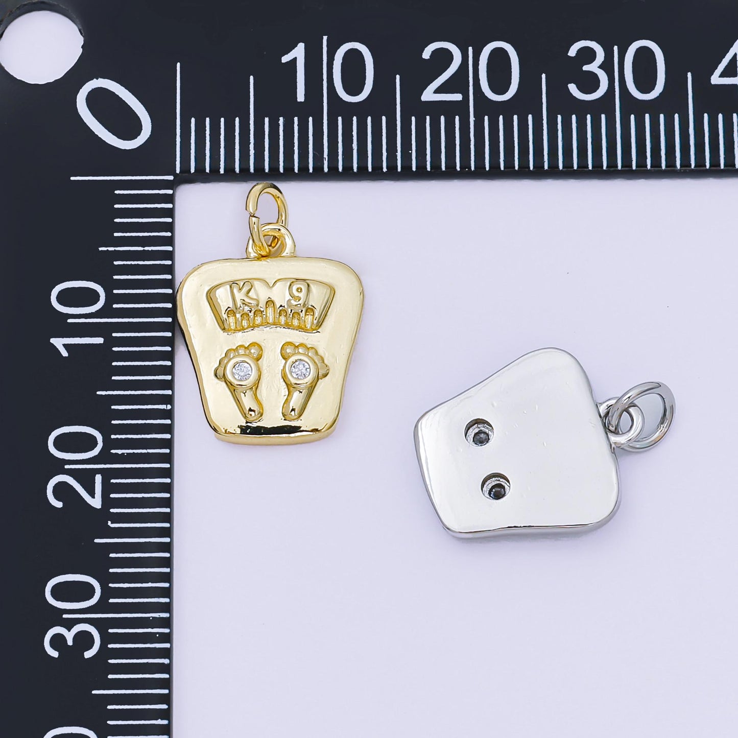 24K Gold Filled 15mm Micro Paved CZ Body Scale Charm in Gold & Silver | AH-668