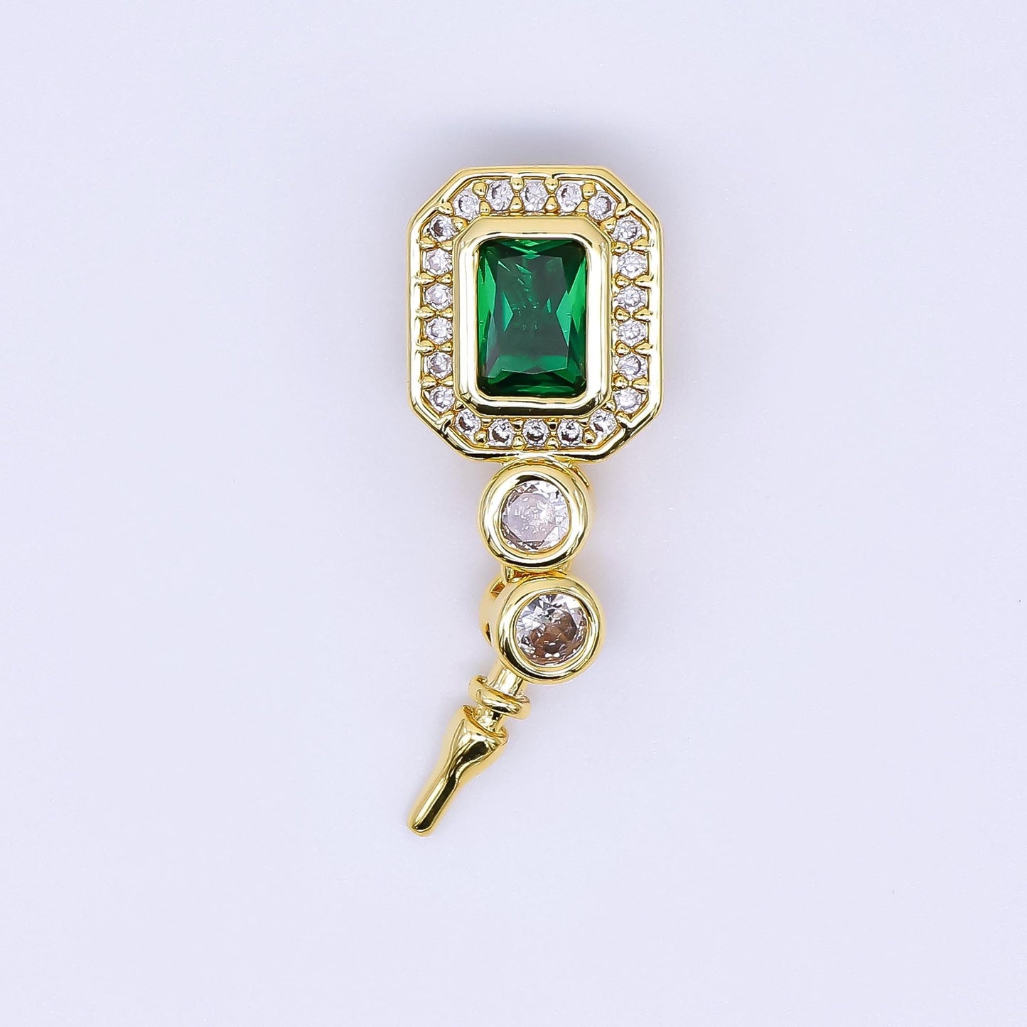 24k gold filled peg bail hold for half drill pearl and bead Emerald Green cz bail charm jewelry findings supplies Z-1267