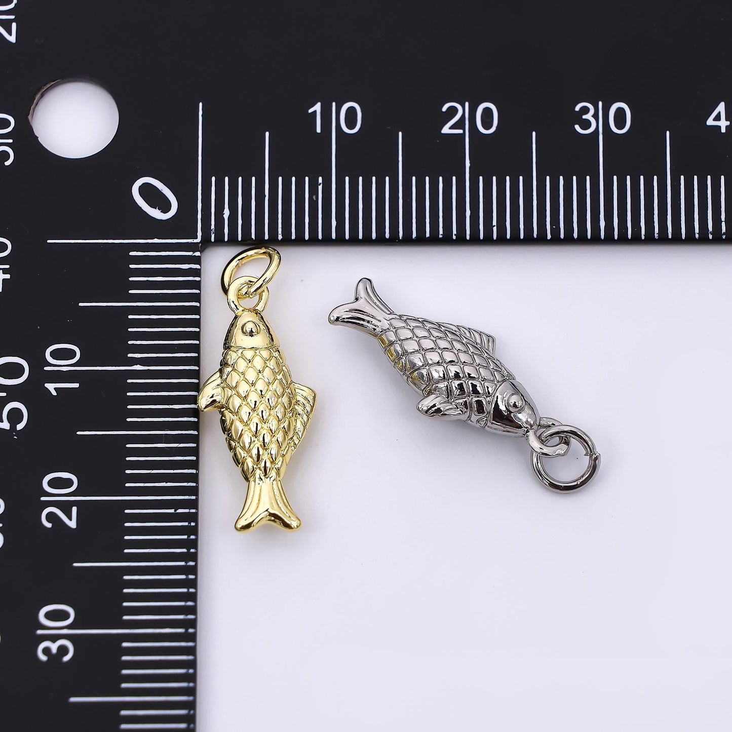 Dainty 3d fish charms 24k gold filled fish pendant gold fish charm bracelet necklace for diy jewelry making supply AH-583