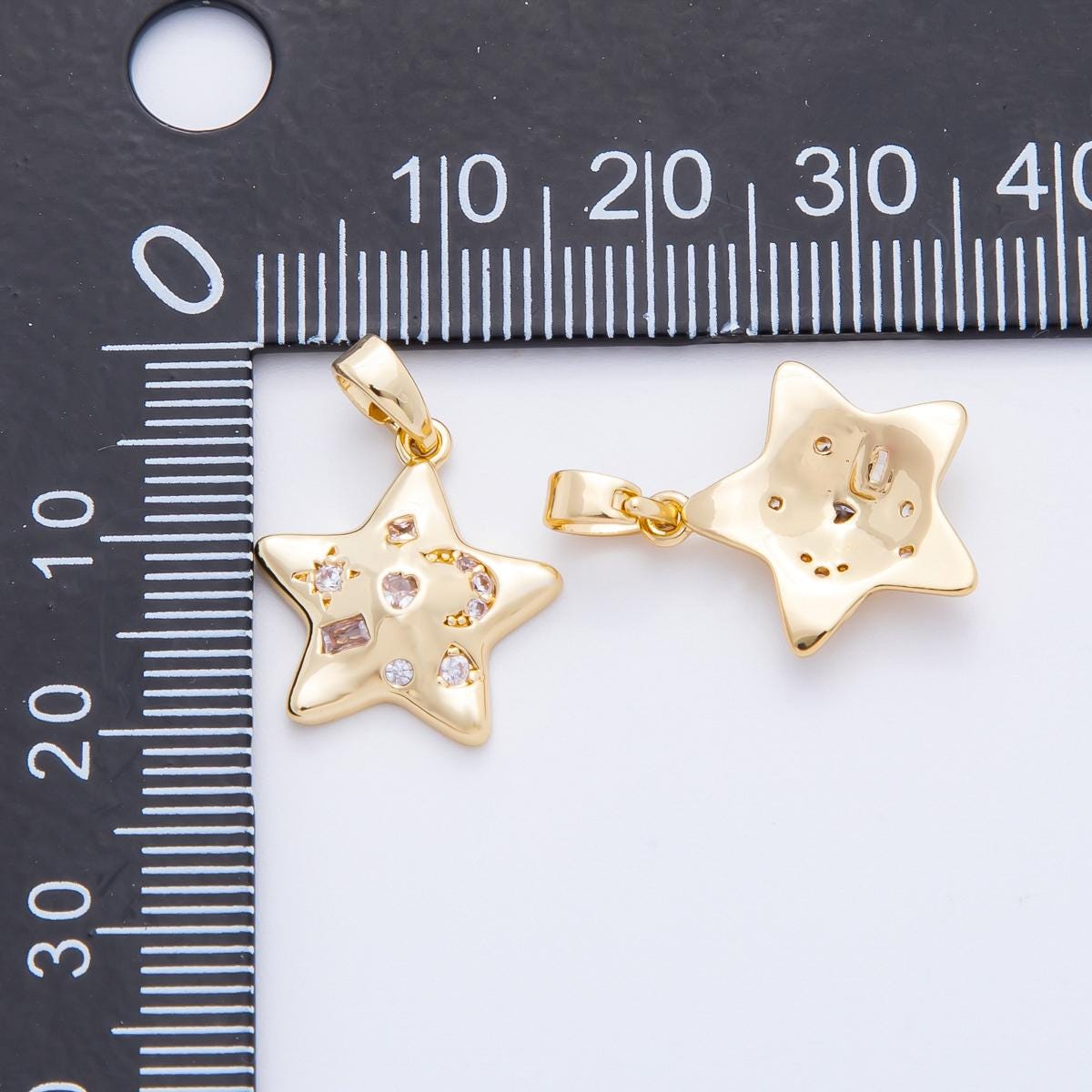 Dainty 18k Gold Filled Star Pendant Clear CZ Stone Charm Cute Celestial Jewelry Supplies for DIY Necklace Making AF-1125
