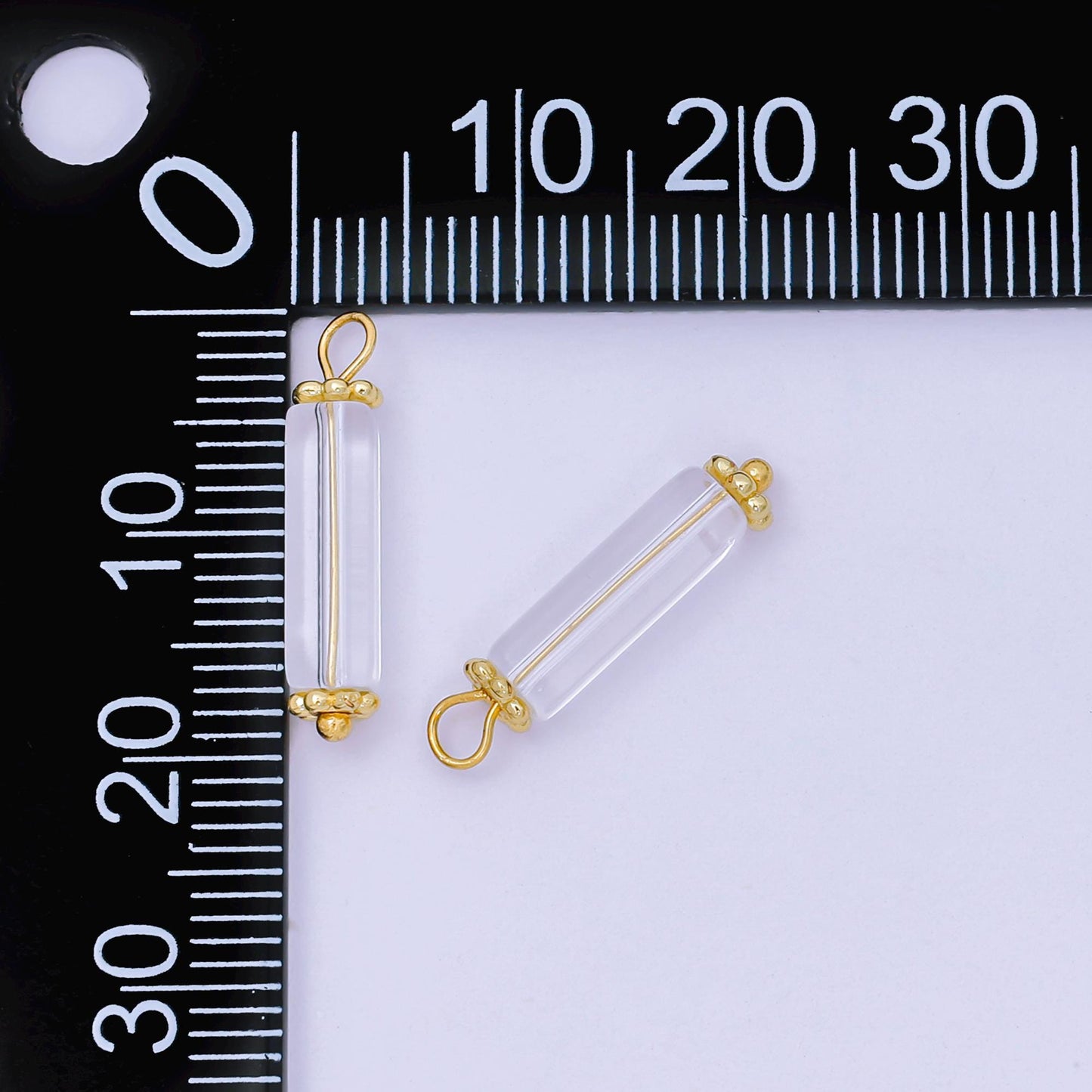 24K Gold Filled 20mm Glass Art Clear Starlight Bottle Charm | AH-663