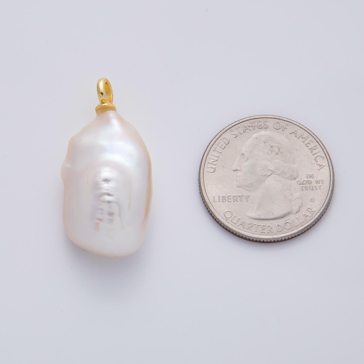 Freshwater Rectangle Baroque pearl charm gold 34.3x15.3mm white pearls for necklace bracelet earring wedding jewelry making minimalist AF637
