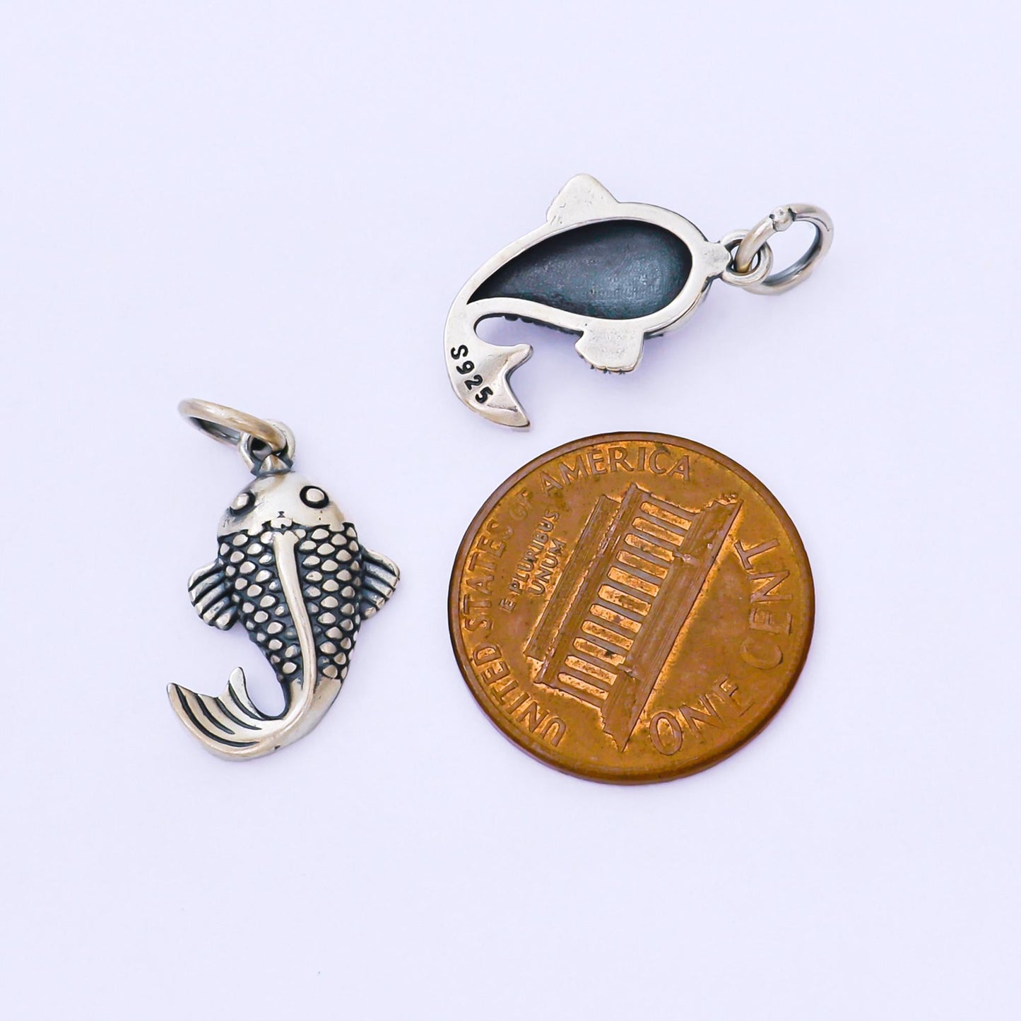 Dainty Sterling silver s925 koi fish aquarium pet animal charm Fisherman Jewelry Inspired | SL-693